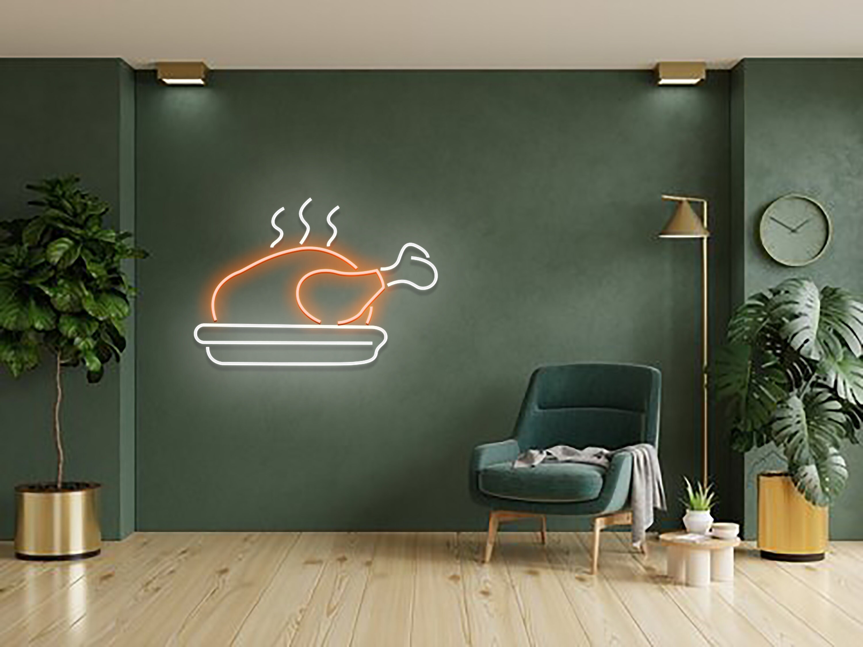 Chicken On The Plate Neon Sign Wall Art Signage