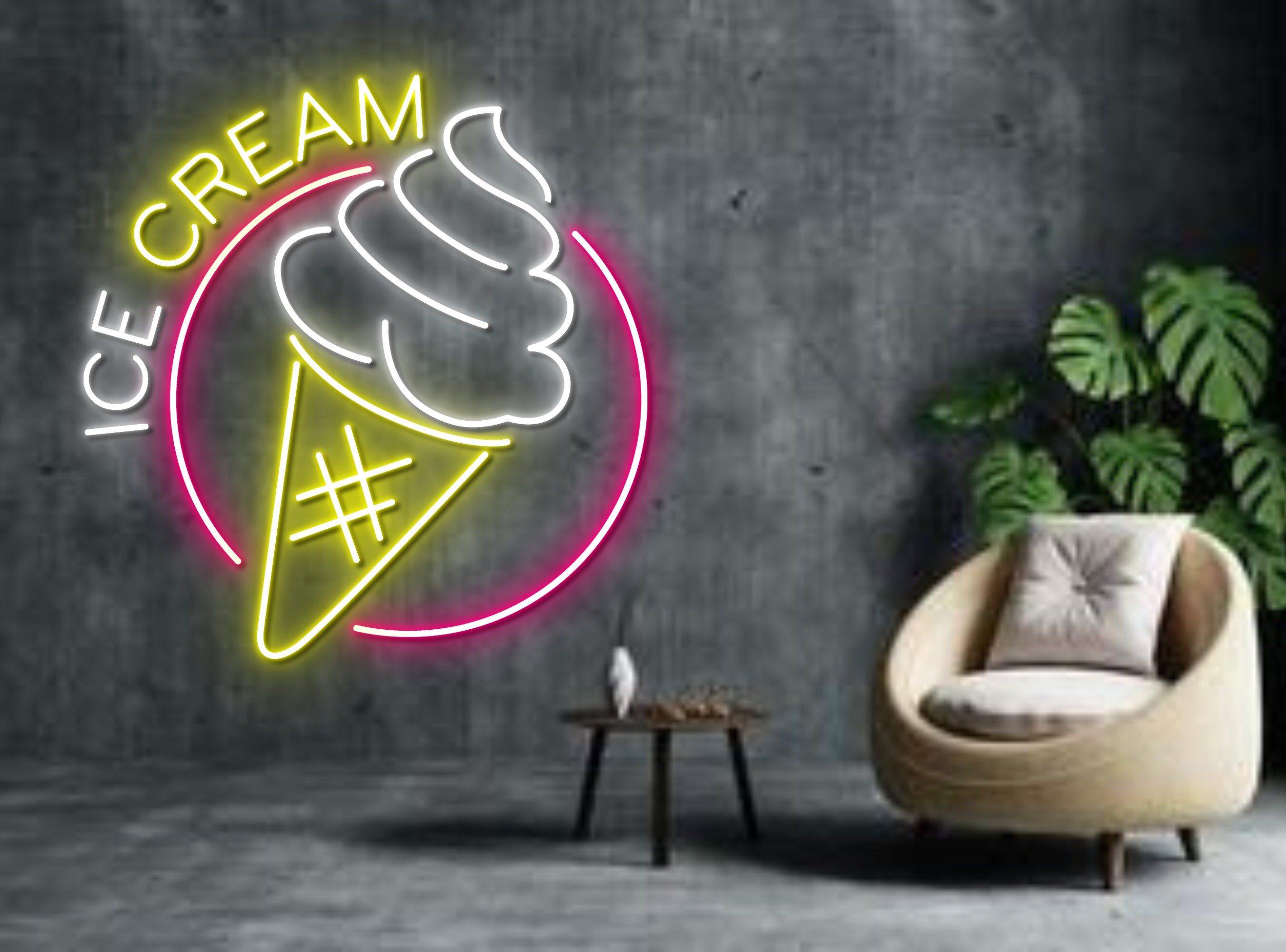 Ice Cream Neon Sign Wall Art Decor Gift