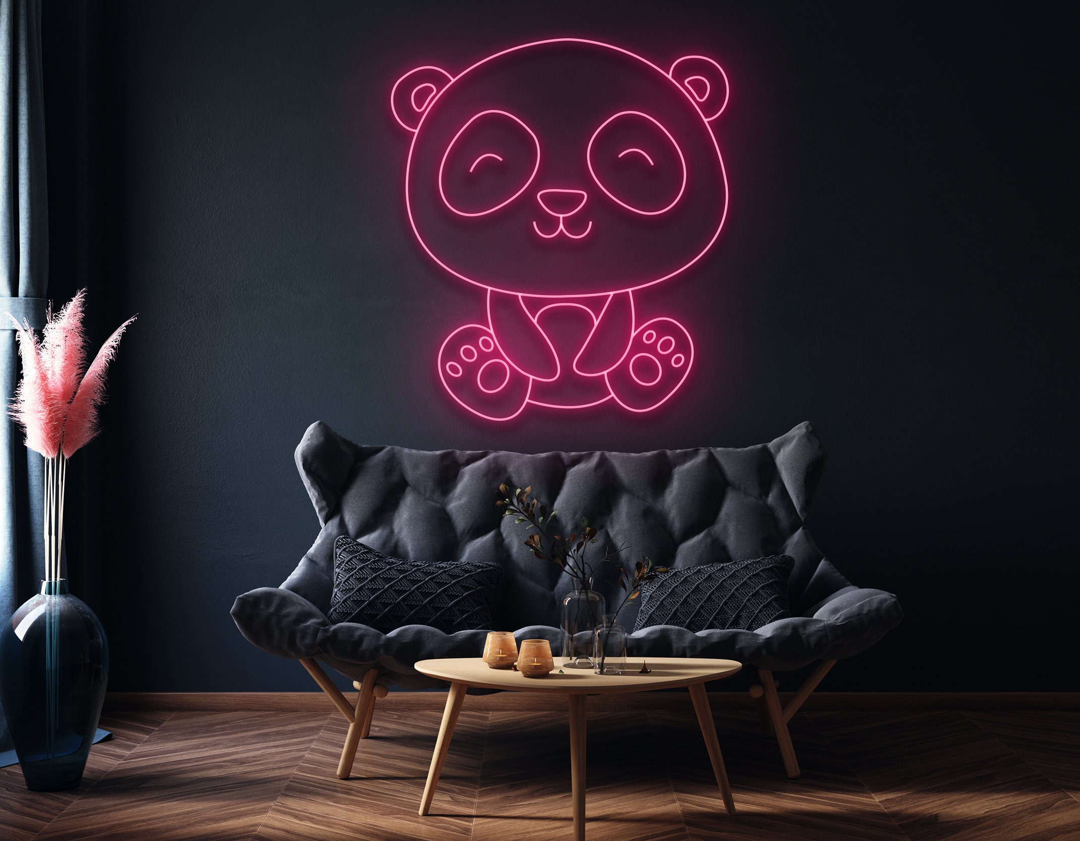 Panda Neon Sign Decor Gift