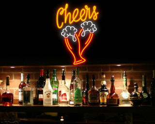 Couple Beer Bottle Glass Foam Neon Sign