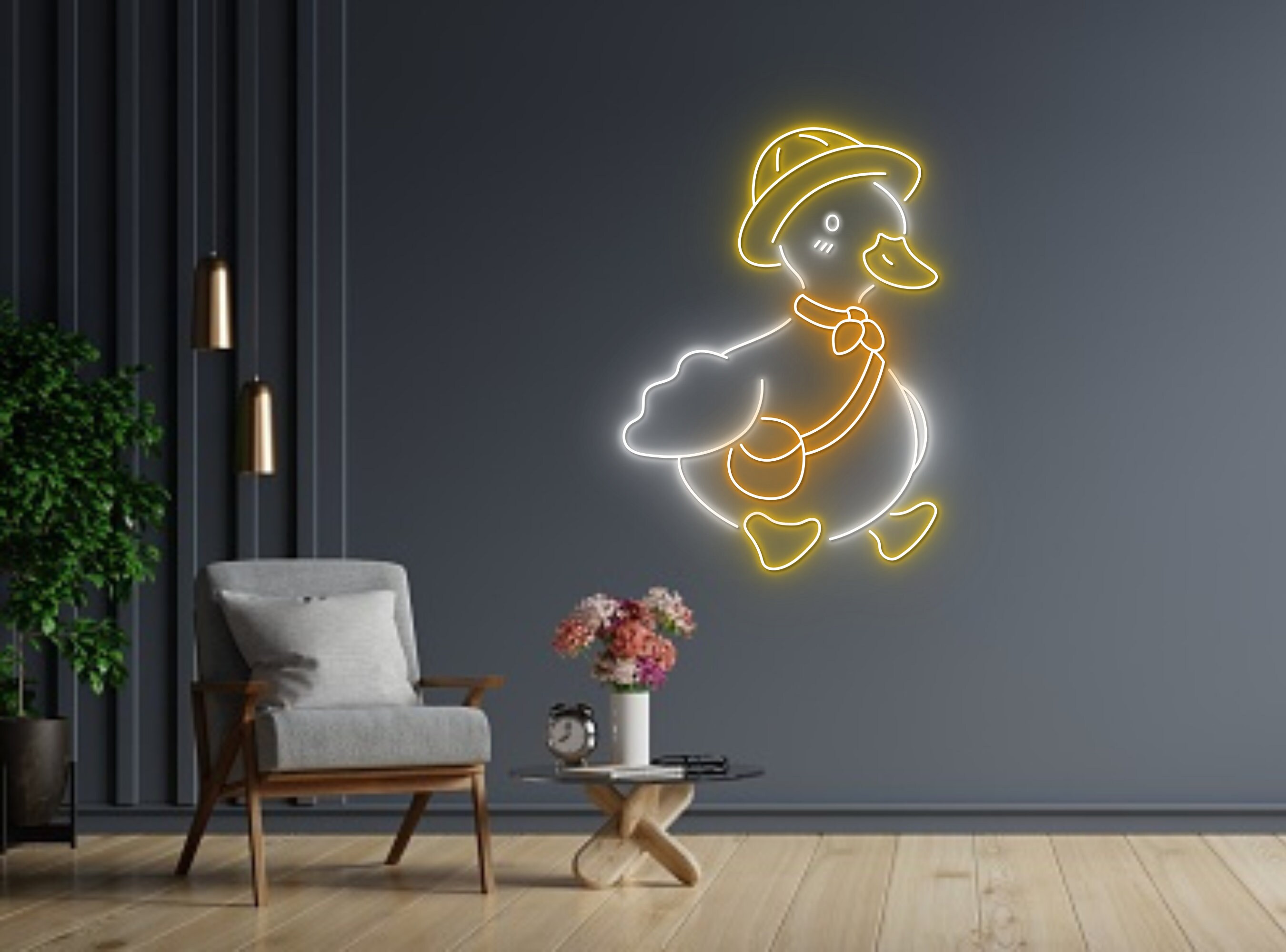 Cute Duck With Hat Neon Sign