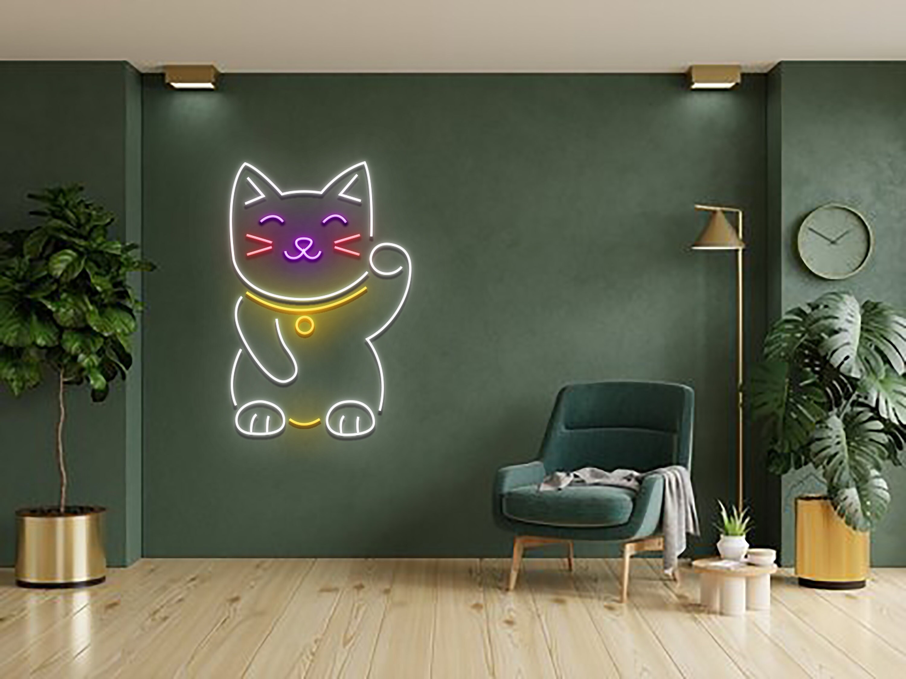 Waving Lucky Cat Neon Signs