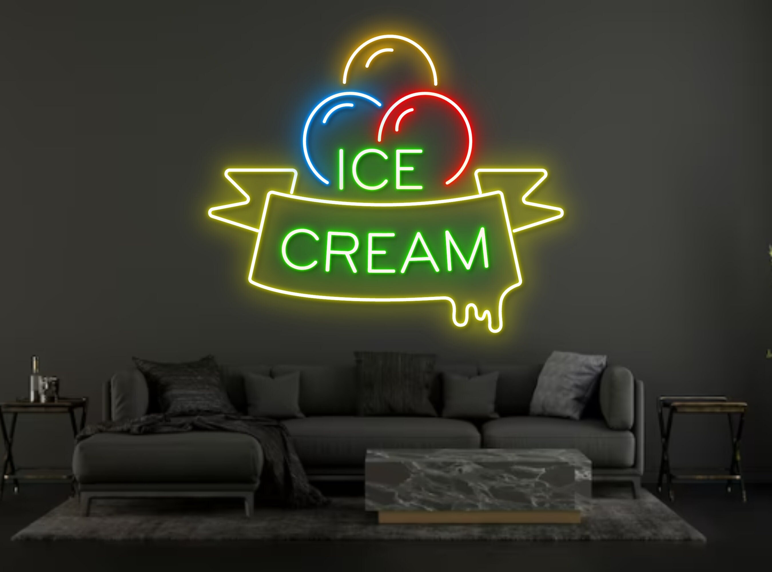 Ice Cream Neon Sign Wall Art Decoration