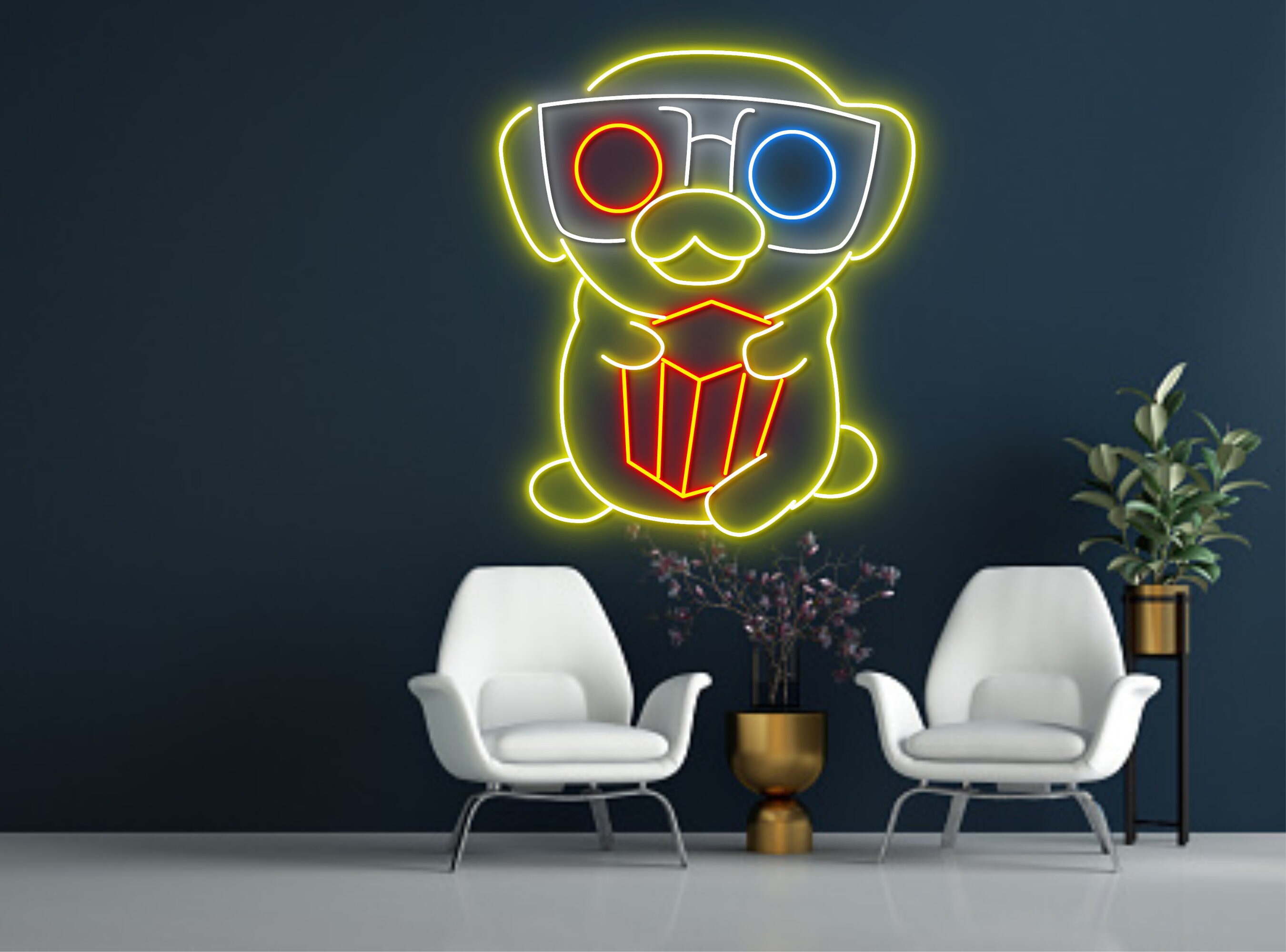 Pug Dog Watch Cinema Neon Sign