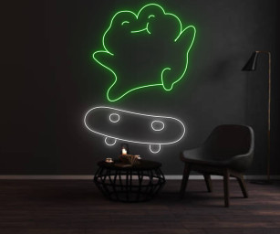 Frog Surfing Skateboard Neon Sign Animal Decor