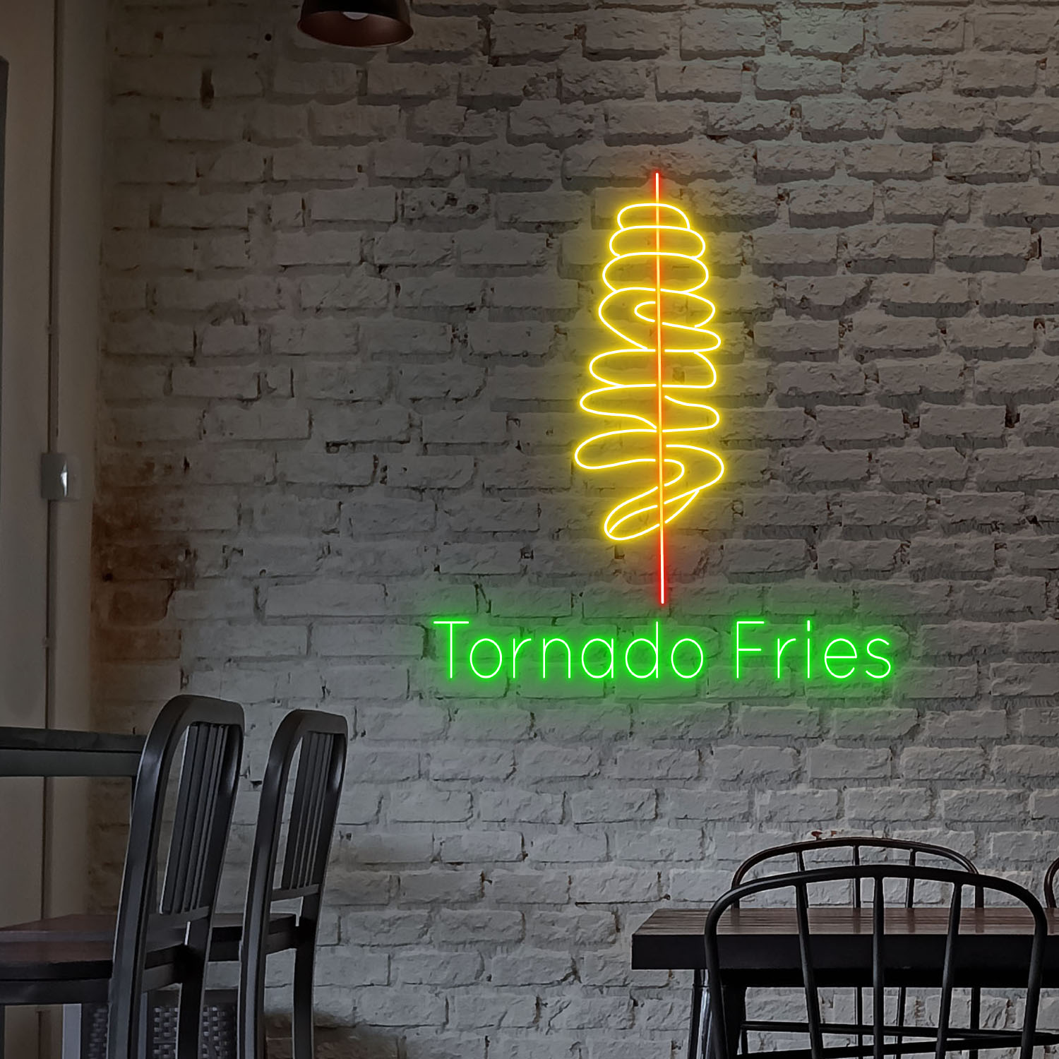 Tornado Fries Neon LED Sign Fast Food Restaurant Wall Decor