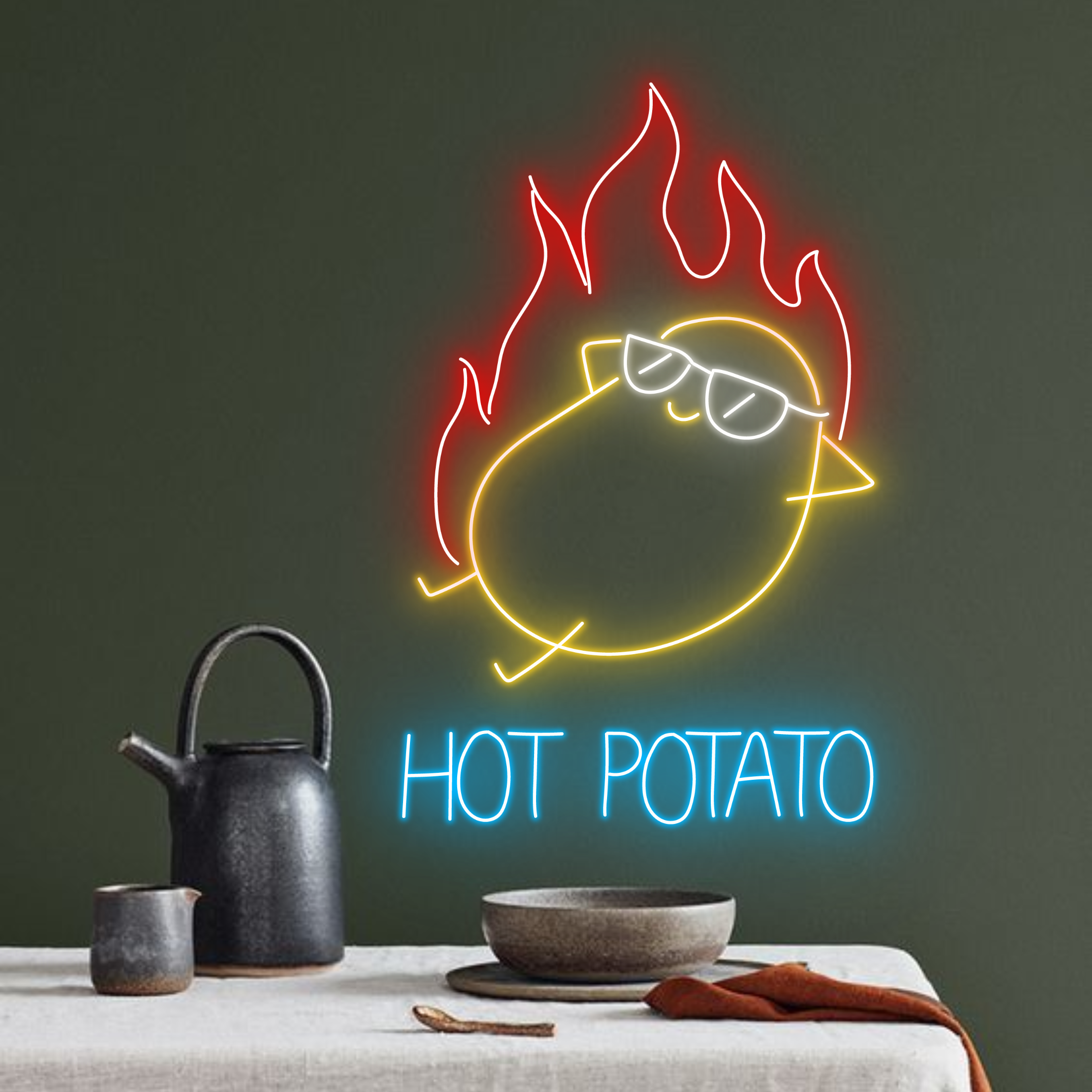 Hot Potato Neon Sign Restaurant Wall Decor