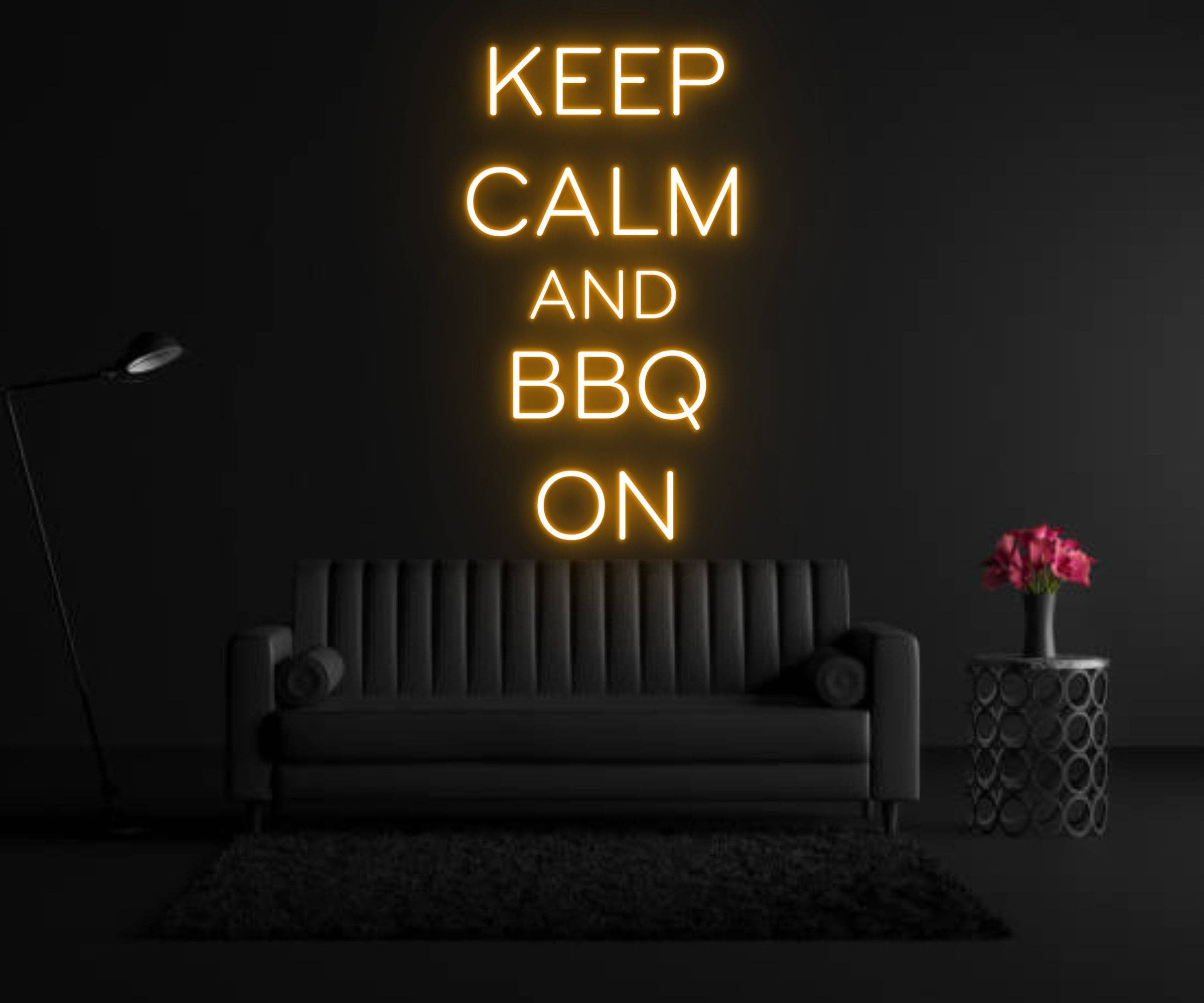 Keep Calm And BBQ On Neon Sign BBQ Restaurant Decor