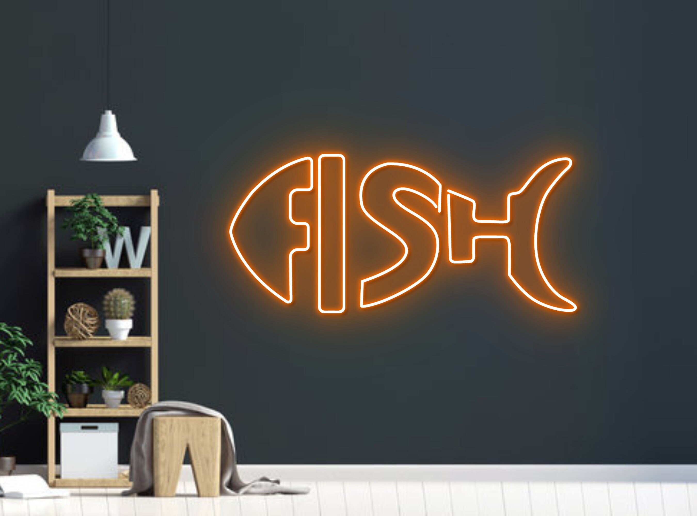 Skeleton Fish Neon Sign Wall Decoration