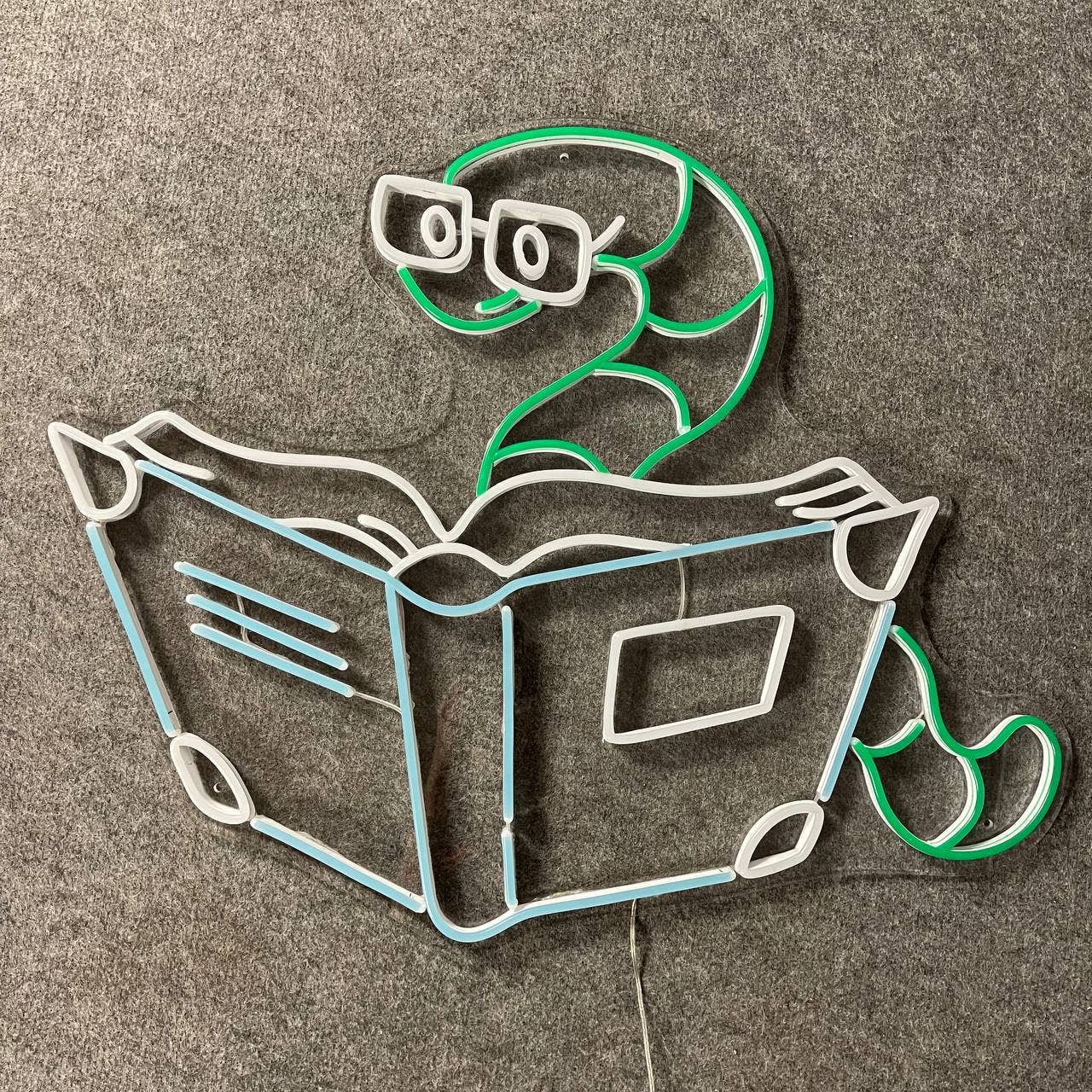 Snake Read Book Neon Sign Animal Art Decor