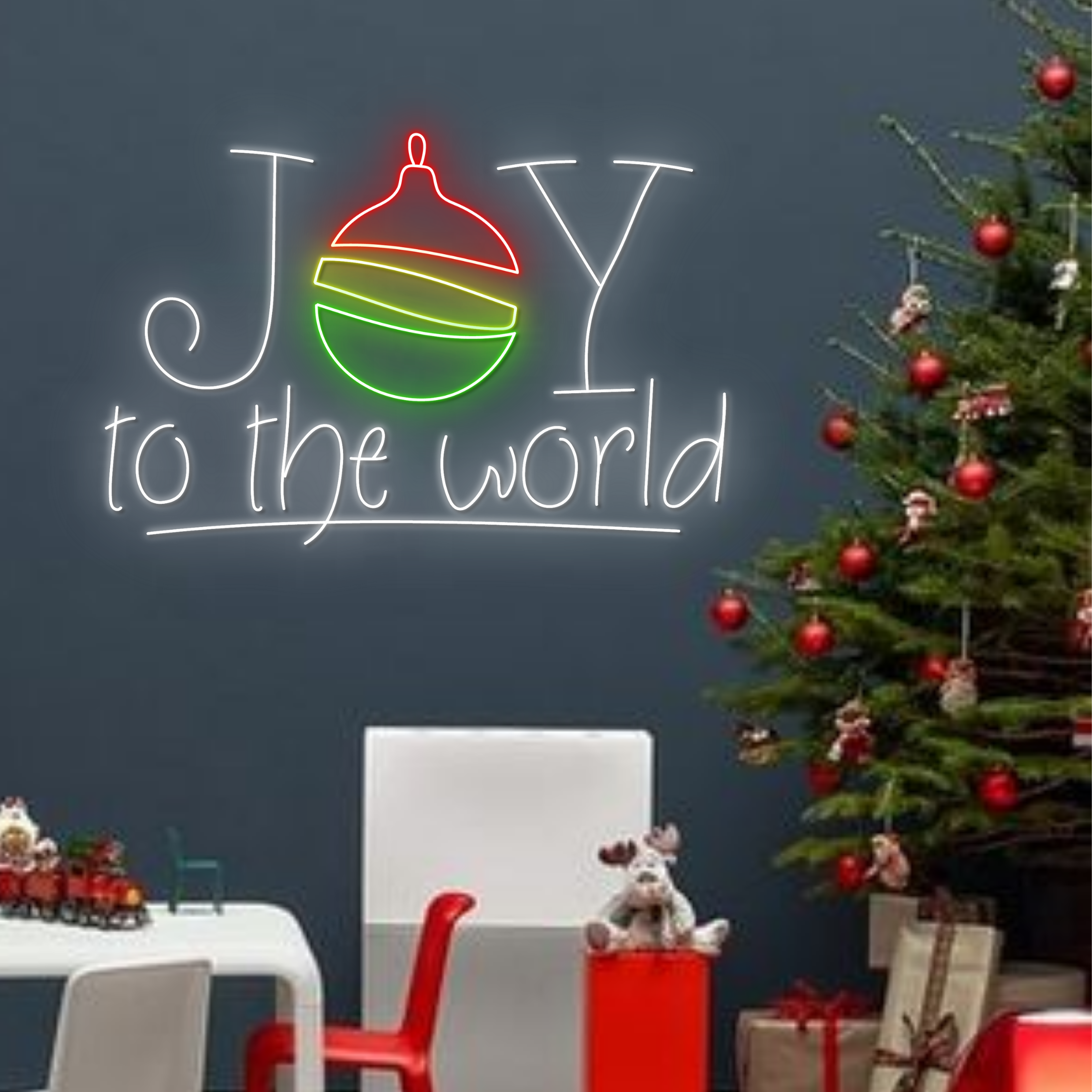 Joy To The World Bauble Neon Signs Christmas Decor