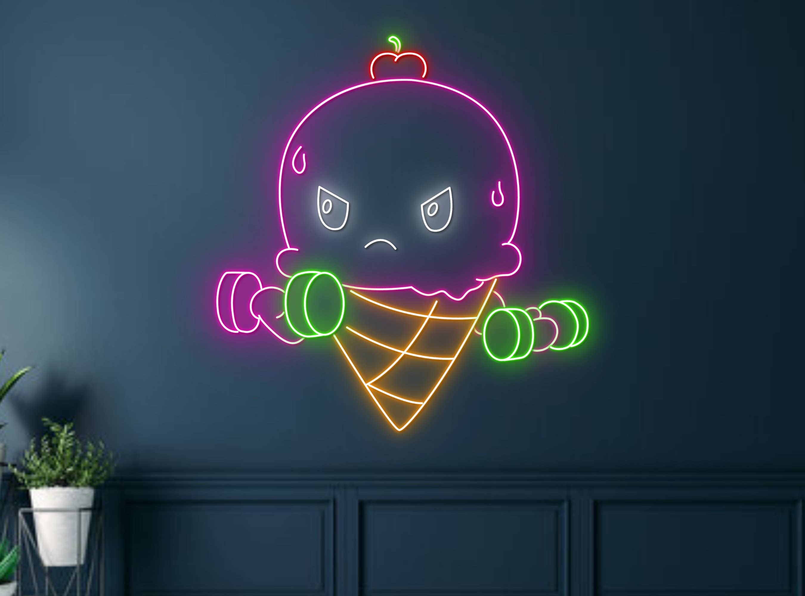 Ice Scream Lift The Weight Neon Sign