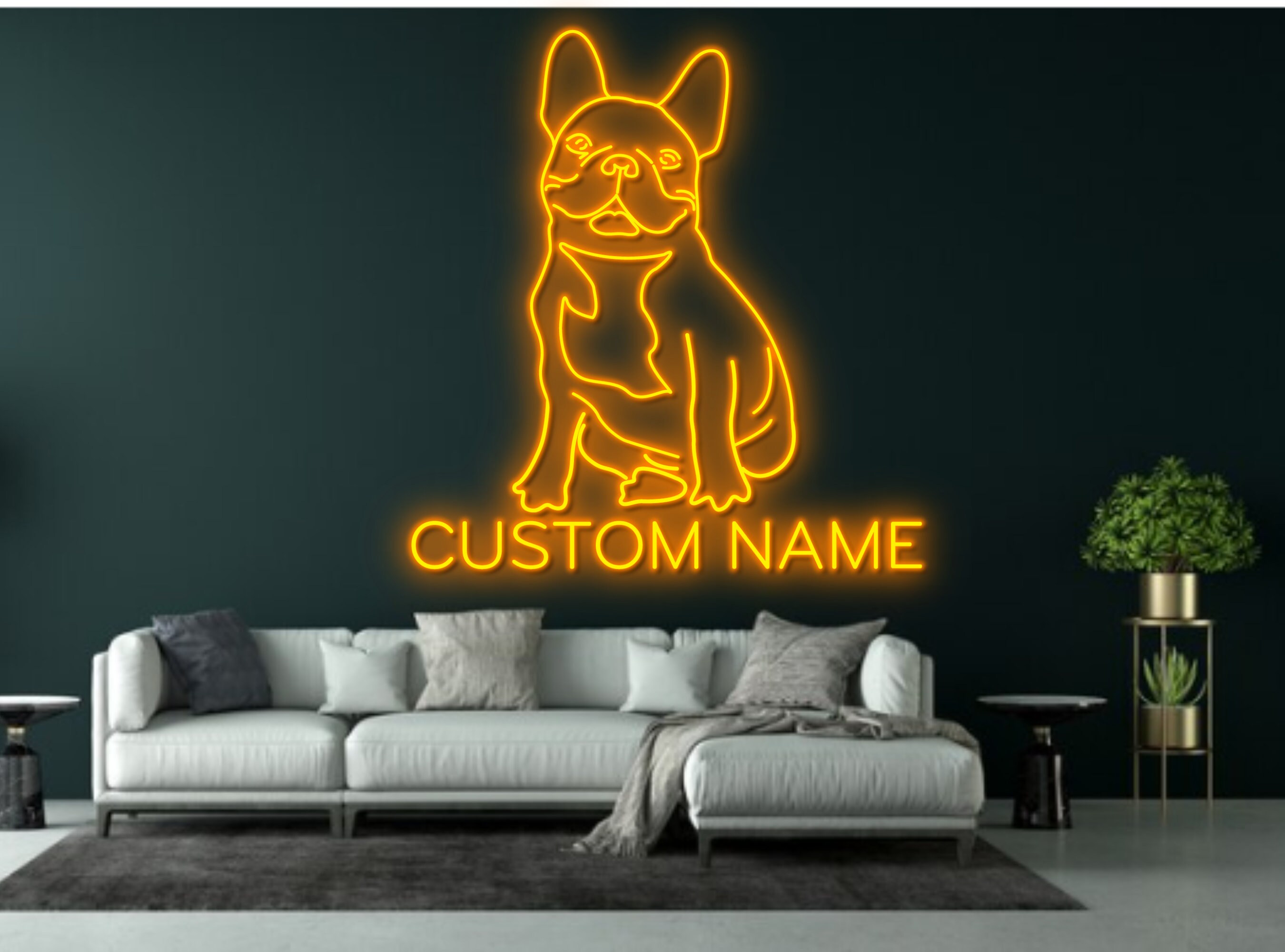 Custom Name French Bulldog Portrait Neon Sign