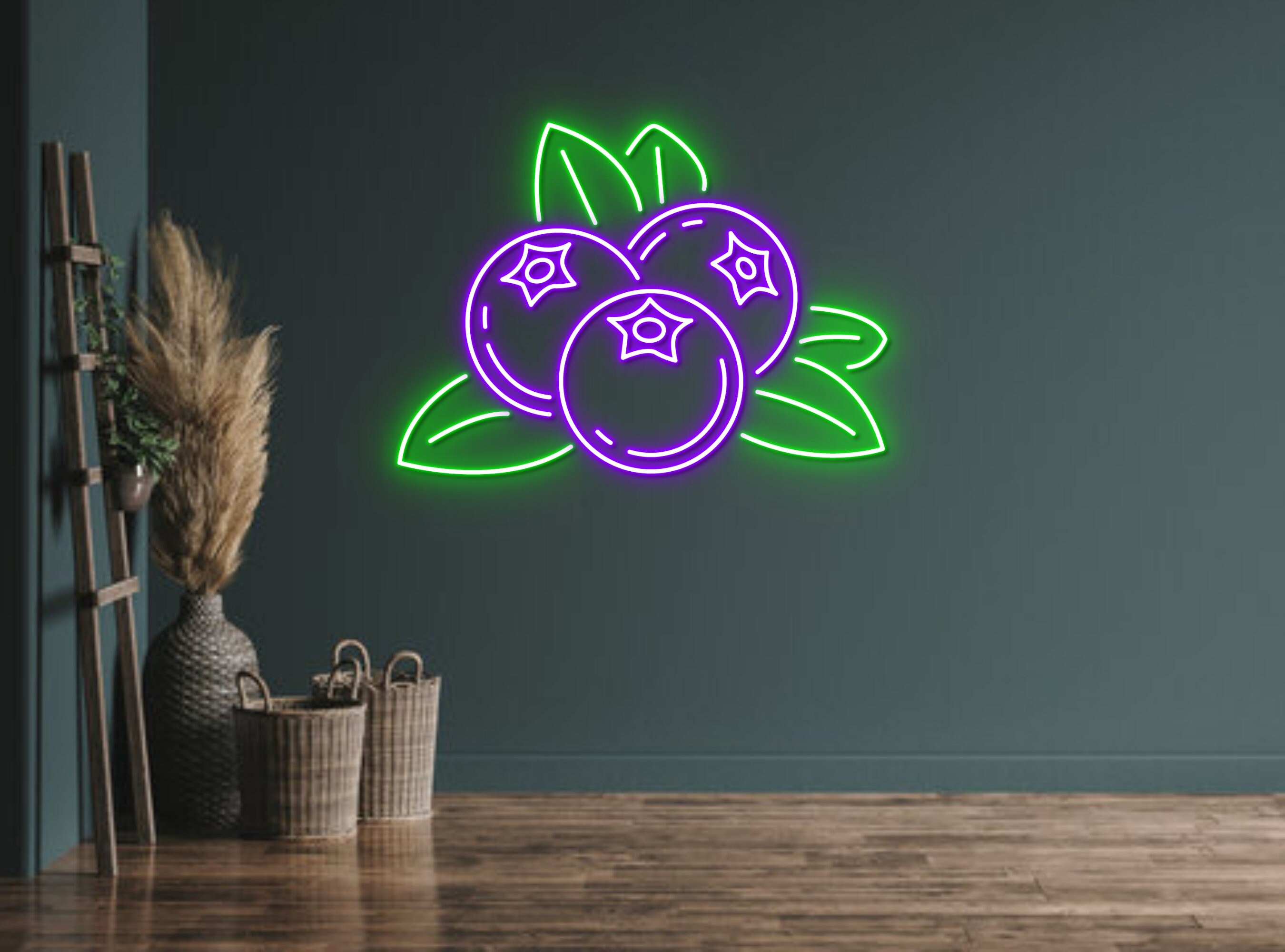 Blueberry Fruits Neon Sign Fresh