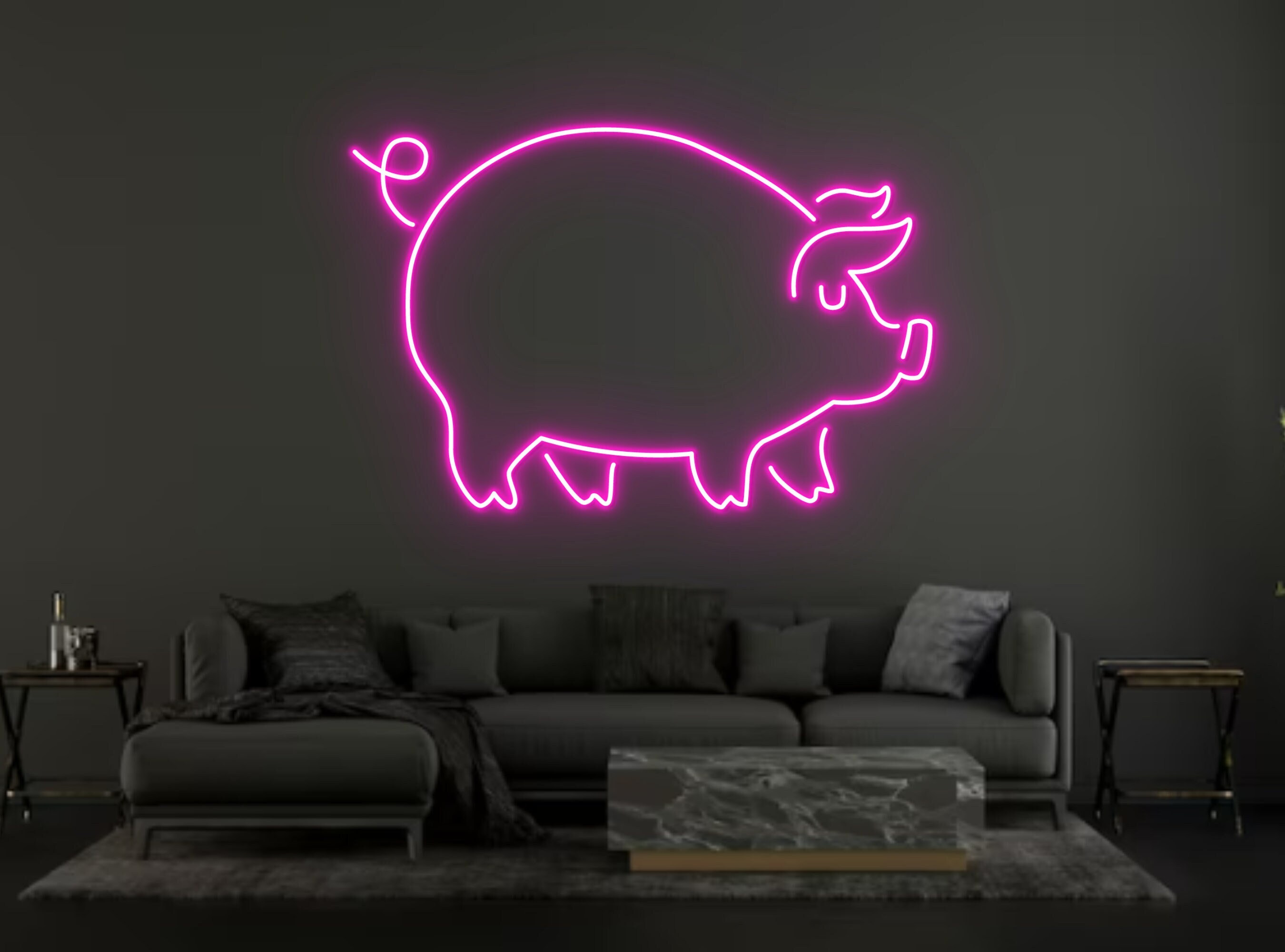 Pig Line Art Neon Signs Wall Decoration
