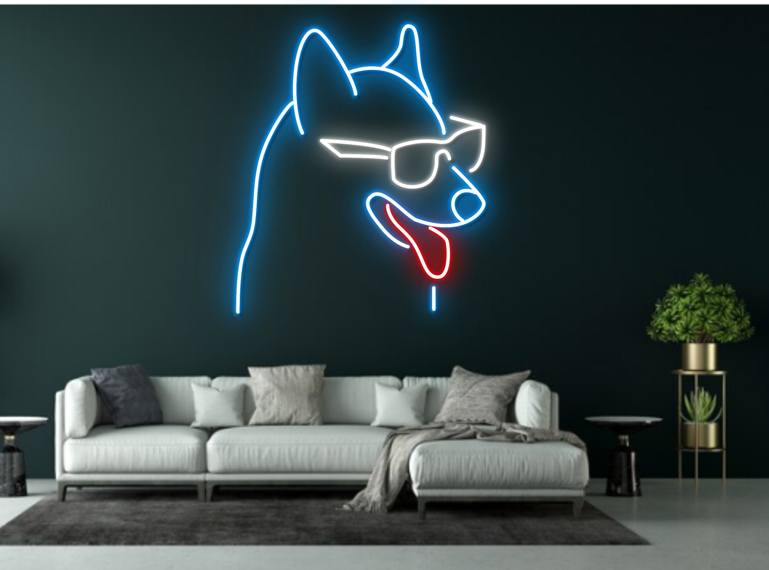 Cool Dog With Glasses Neon Sign