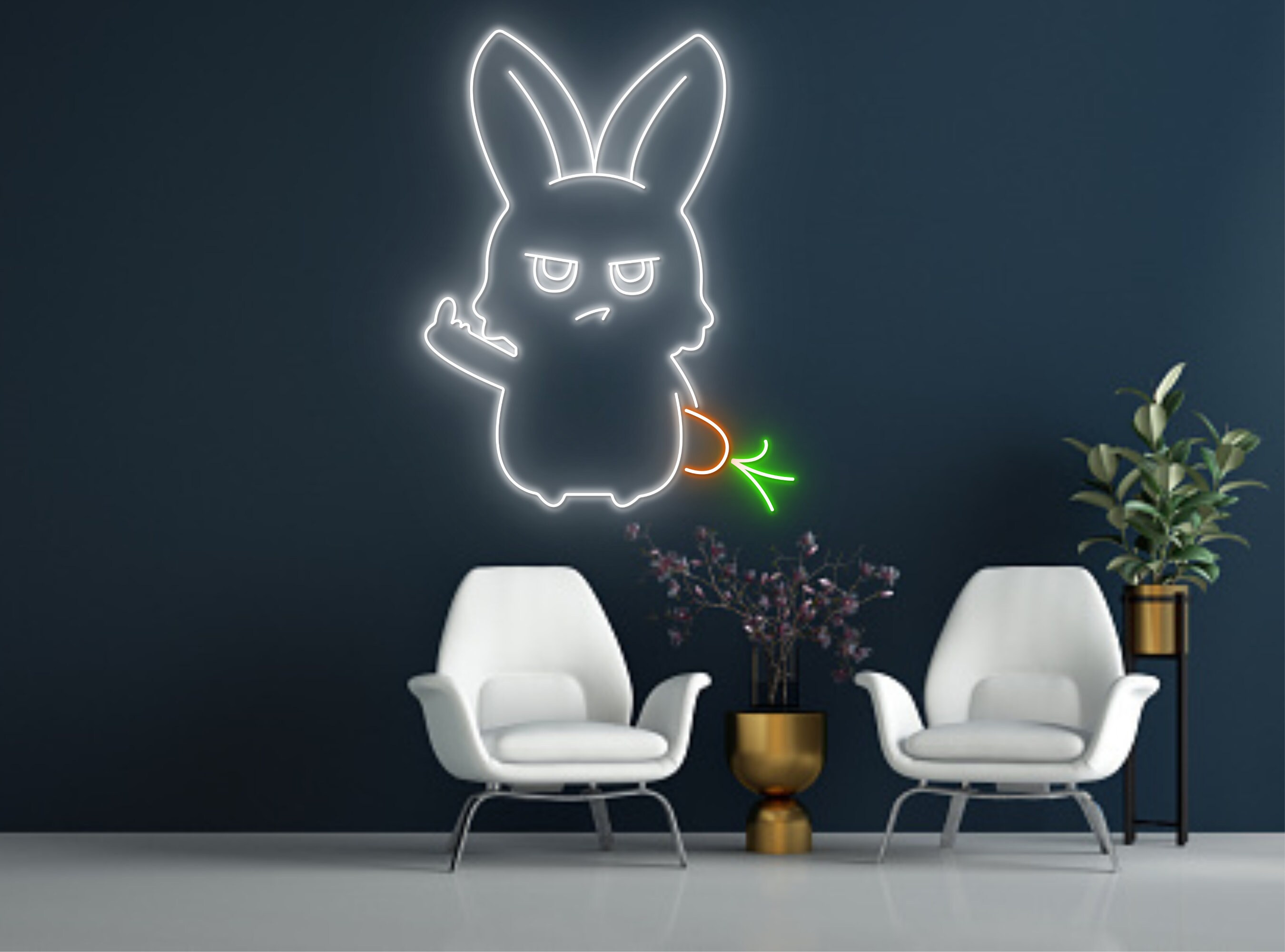 Angry Bunny Rabbit Neon Sign