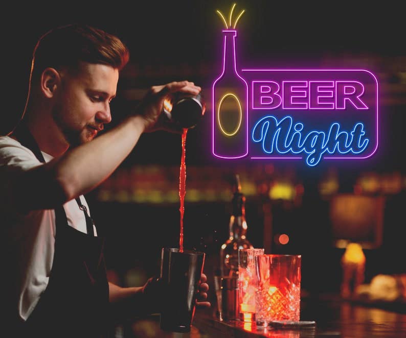 Beer Night Neon Sign Beer Bar Club Decor