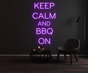 Keep Calm And BBQ On Neon Sign BBQ Restaurant Decor