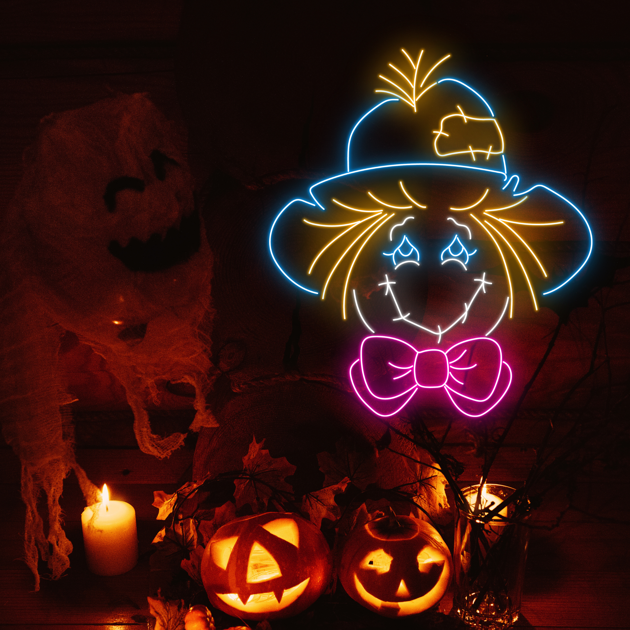 Scarecrow Neon Signs Halloween Long-lasting Lights Decor