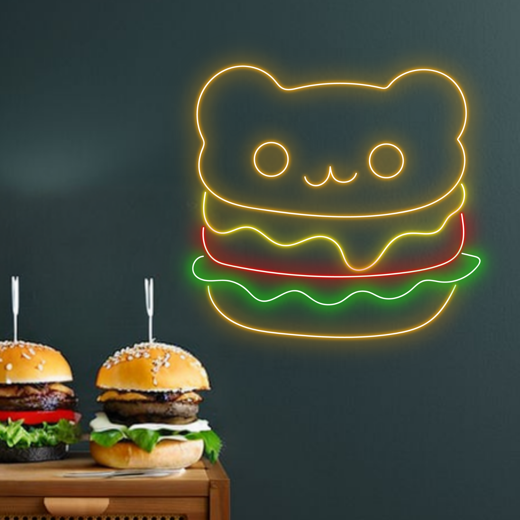 Burger Bear Neon Signs Fast Food Burger Restaurant Decor