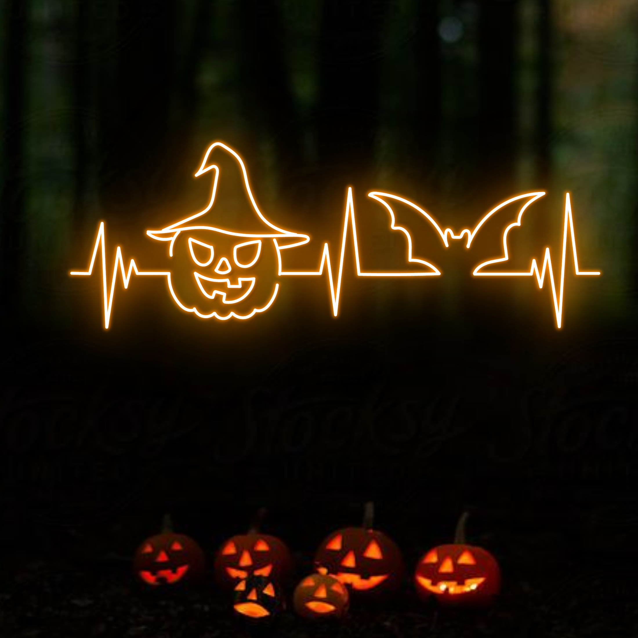 Pumpkin And Bat Neon Sign Halloween Quality Light Decor