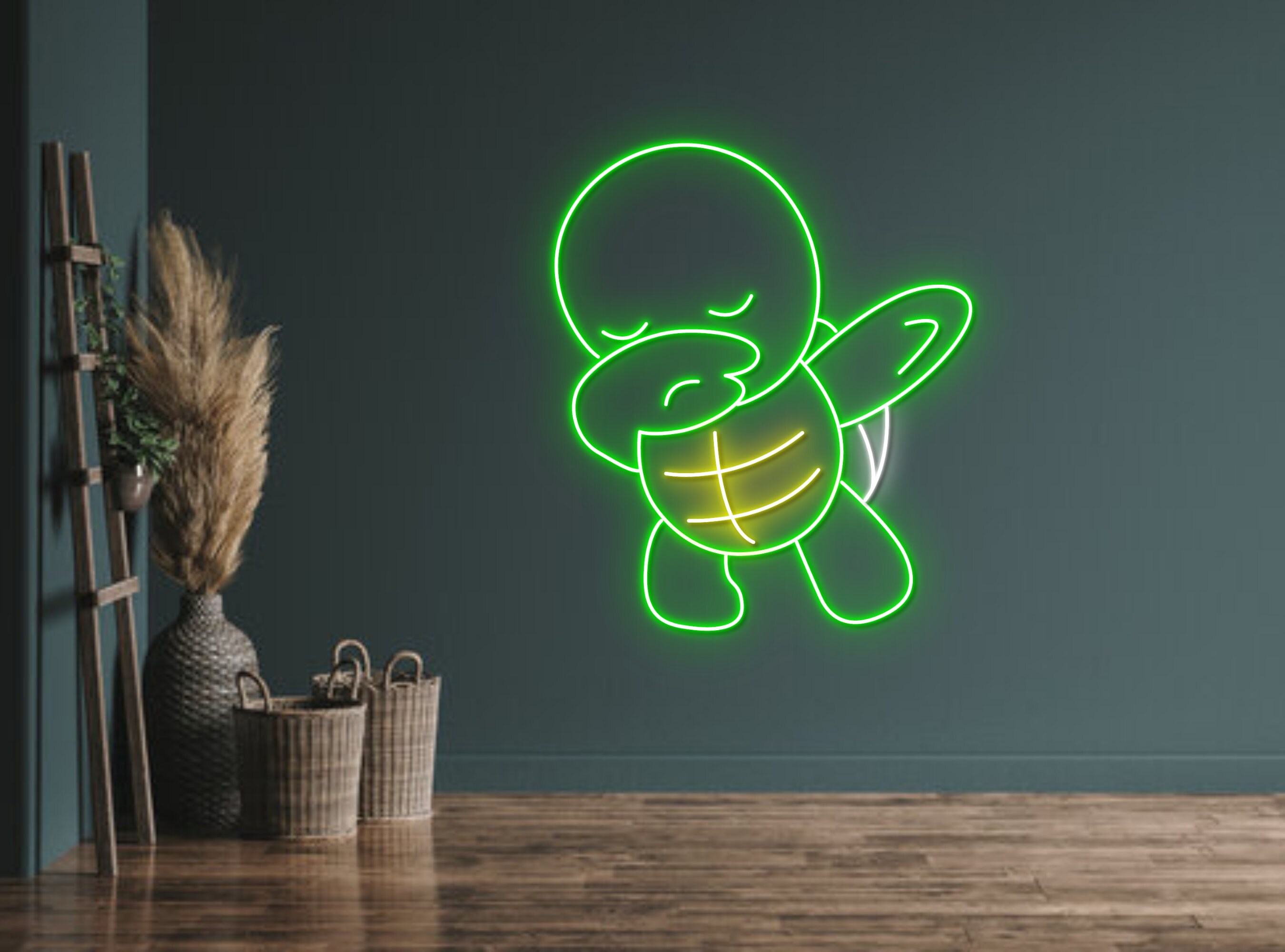 Cartoon Turtle Line Art Neon Signs