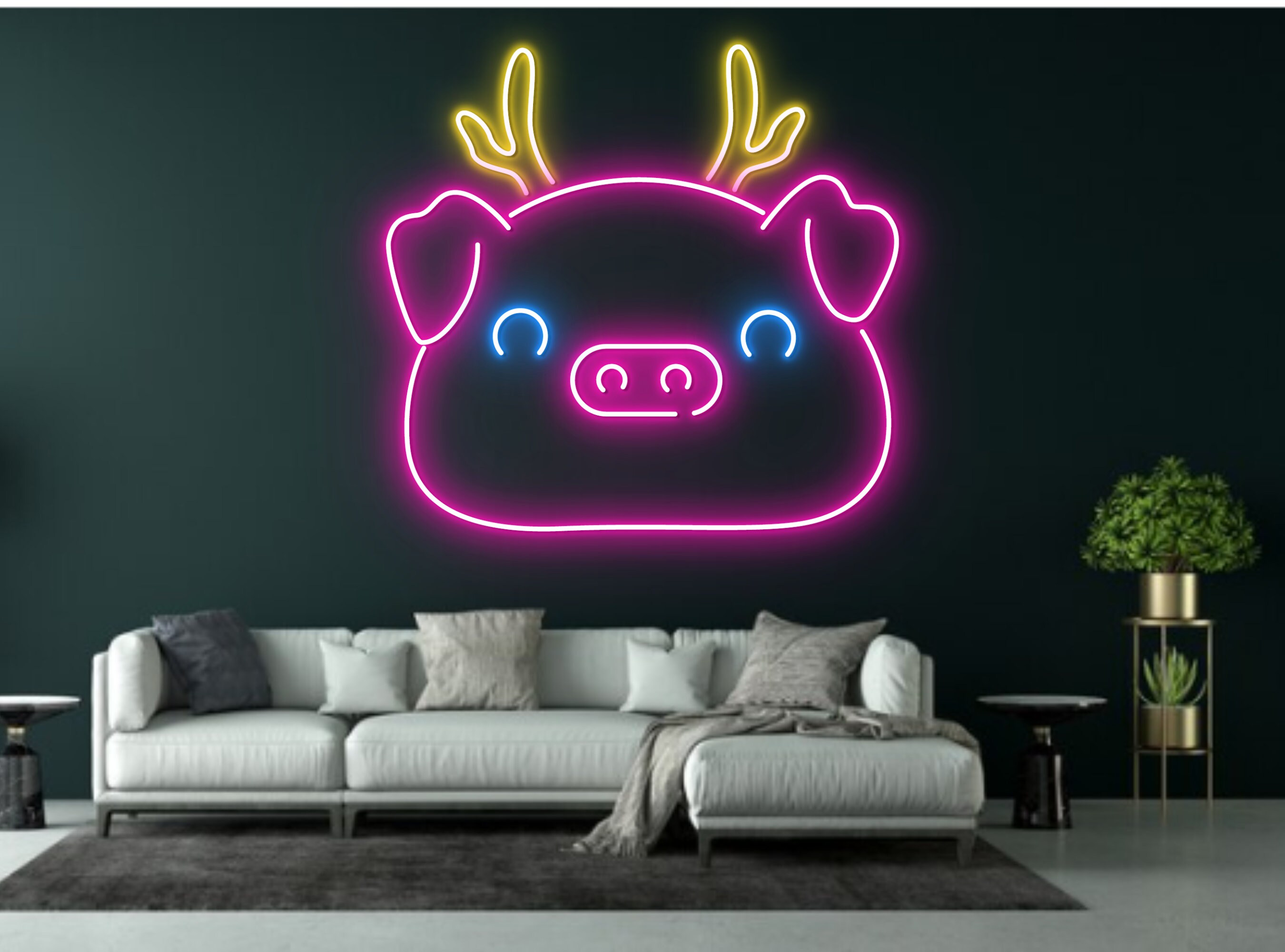 Pig Line Art Neon Signs Decoration Gift Wall Hanging Gift