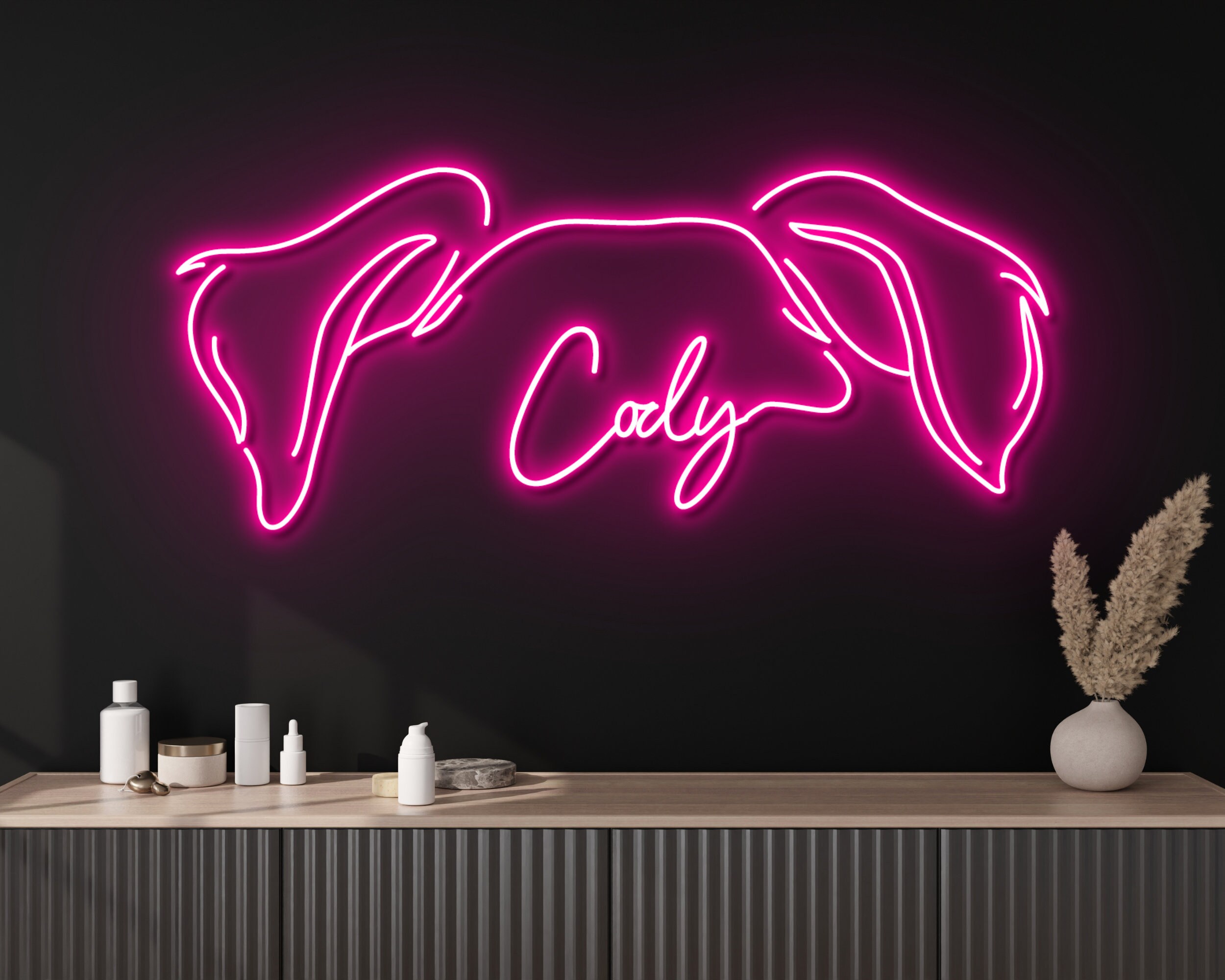 Custom Head Dog Name Neon Sign