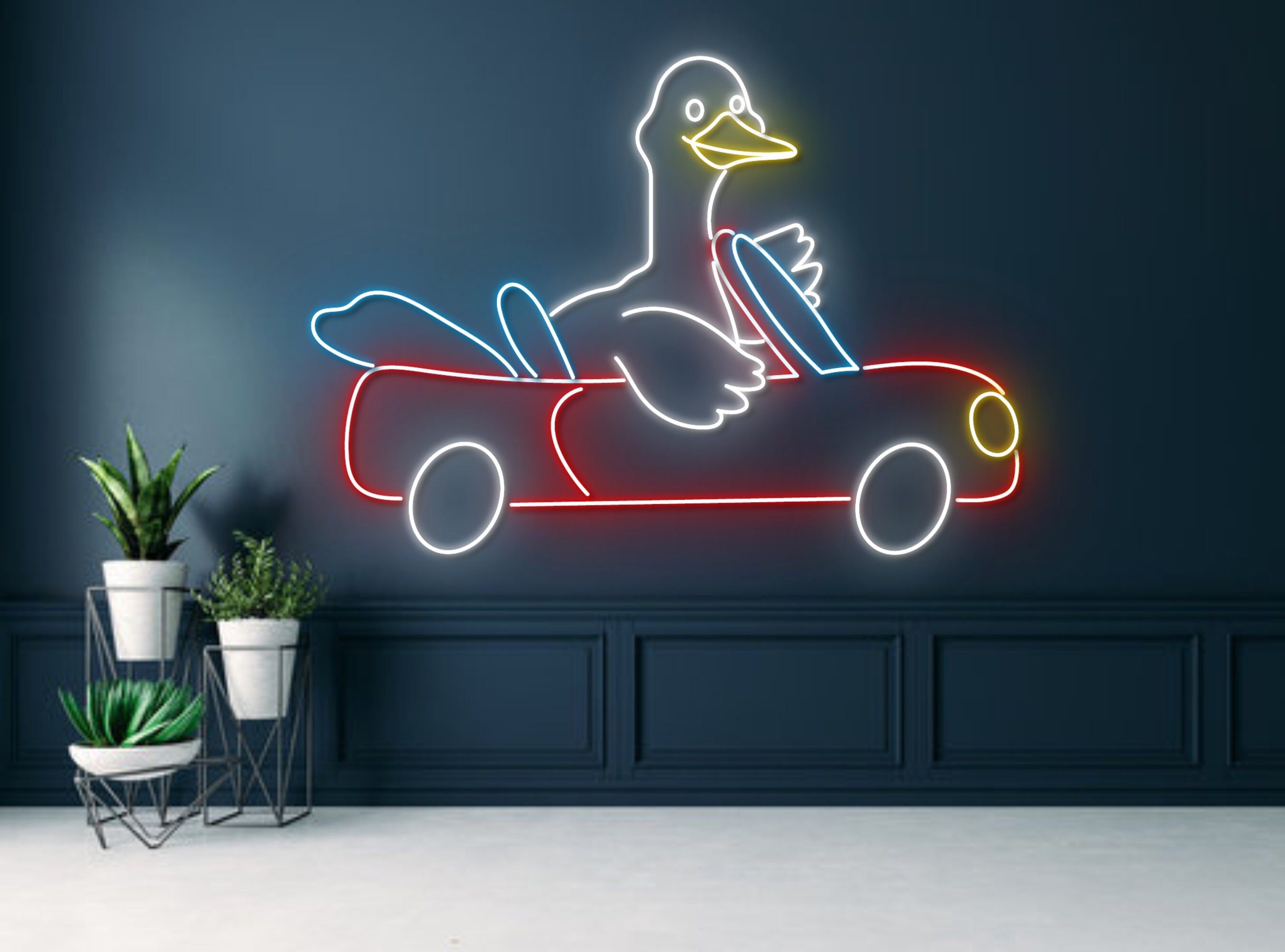Duck Drive Car Neon Sign