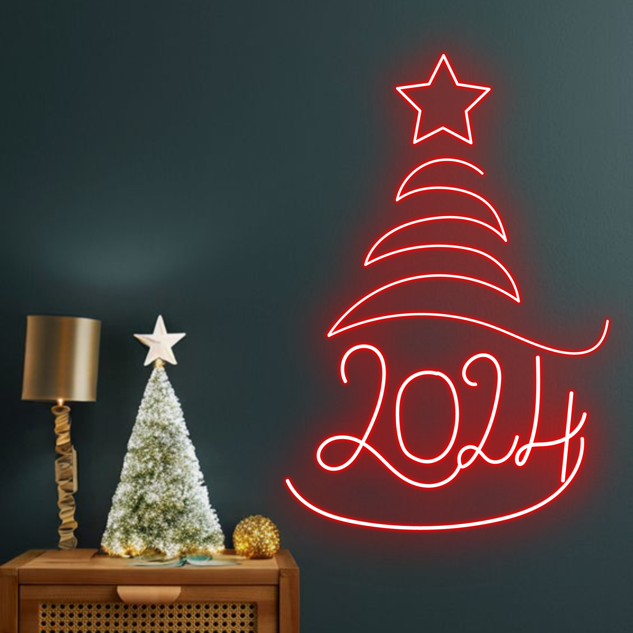 Christmas Tree 2024 Neon Signs Christmas and New Year Decor