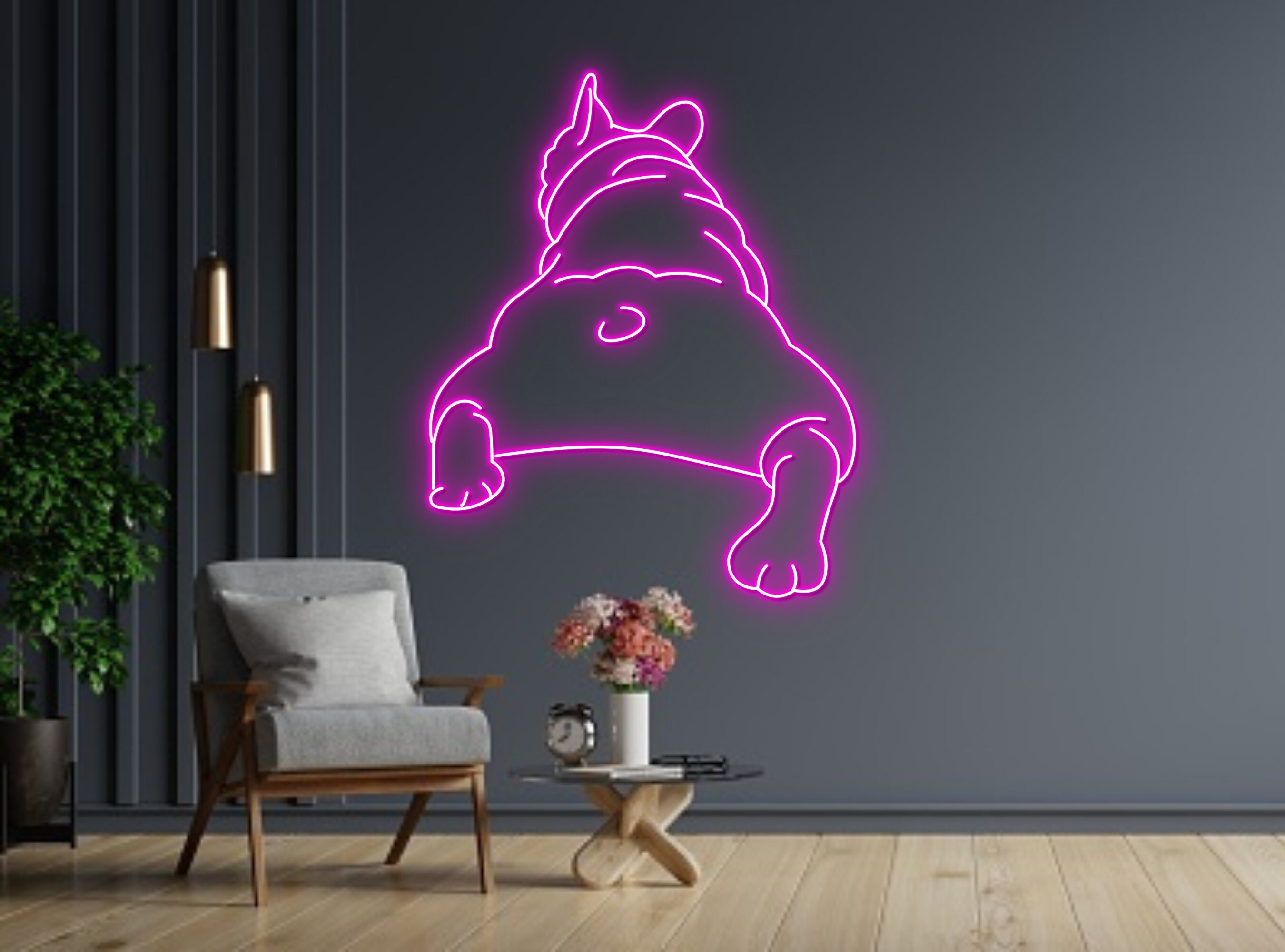 Lazy Lying Pug French Bulldog Neon Sign Wall Art