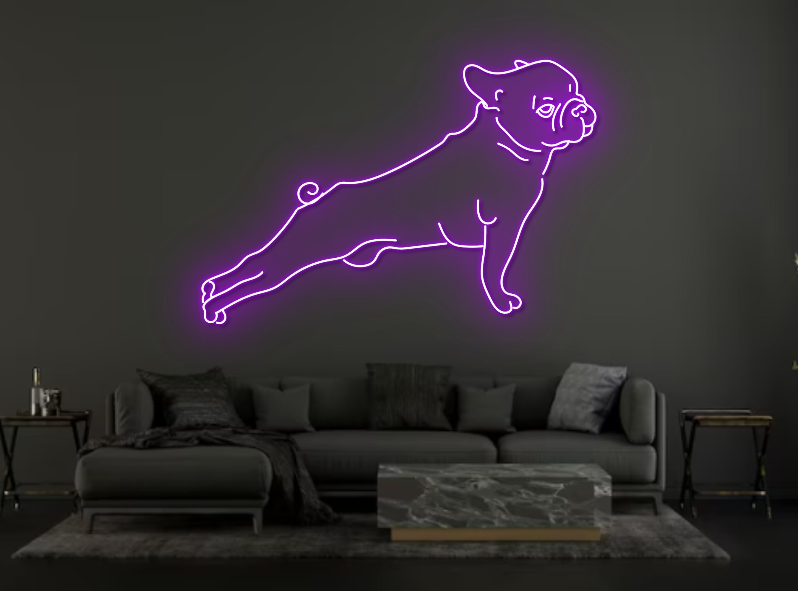 Yoga Pug French Bulldog Neon Sign