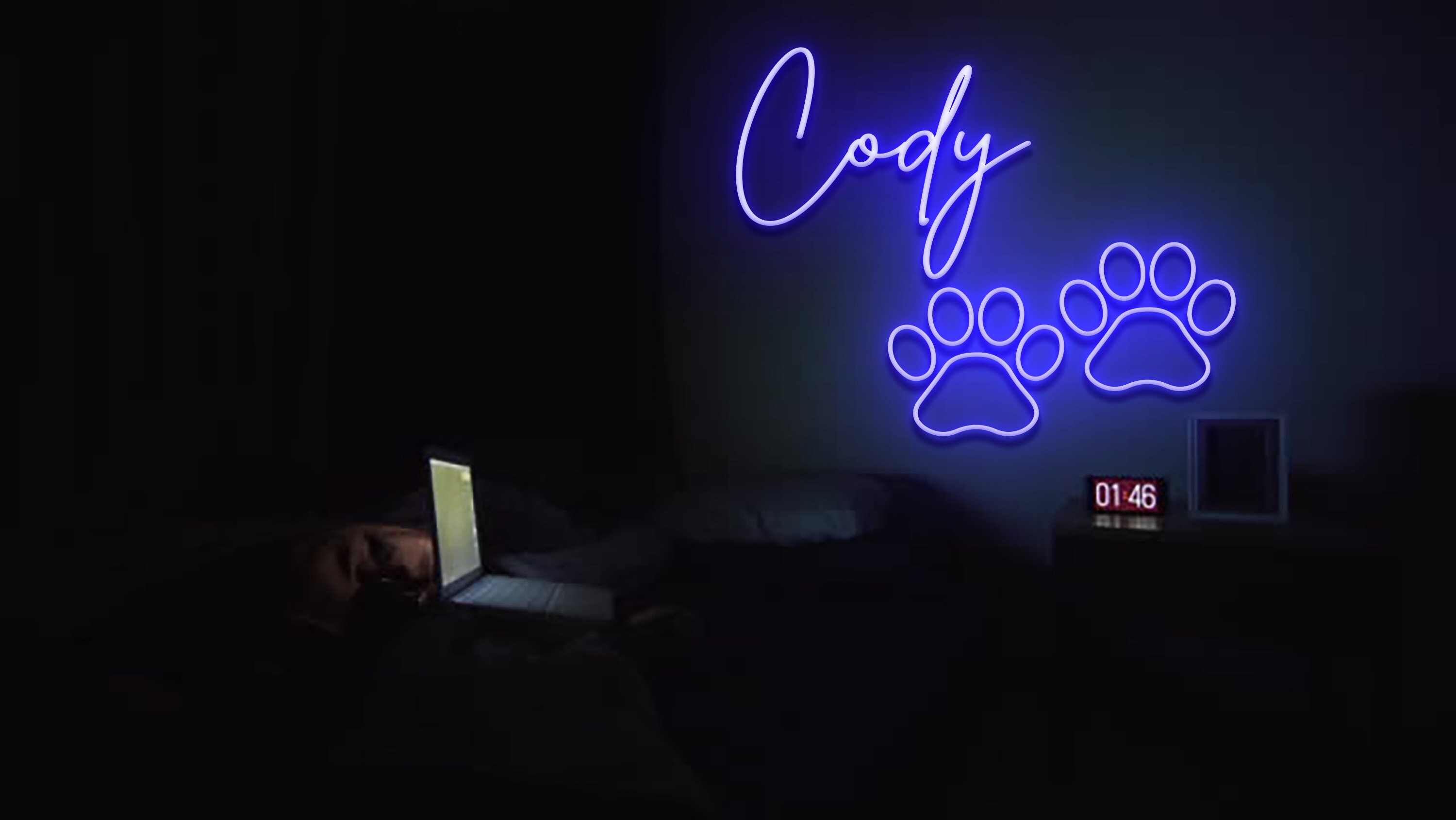 Custom Dog Paw Name Neon Sign Dog Print Art LED Light