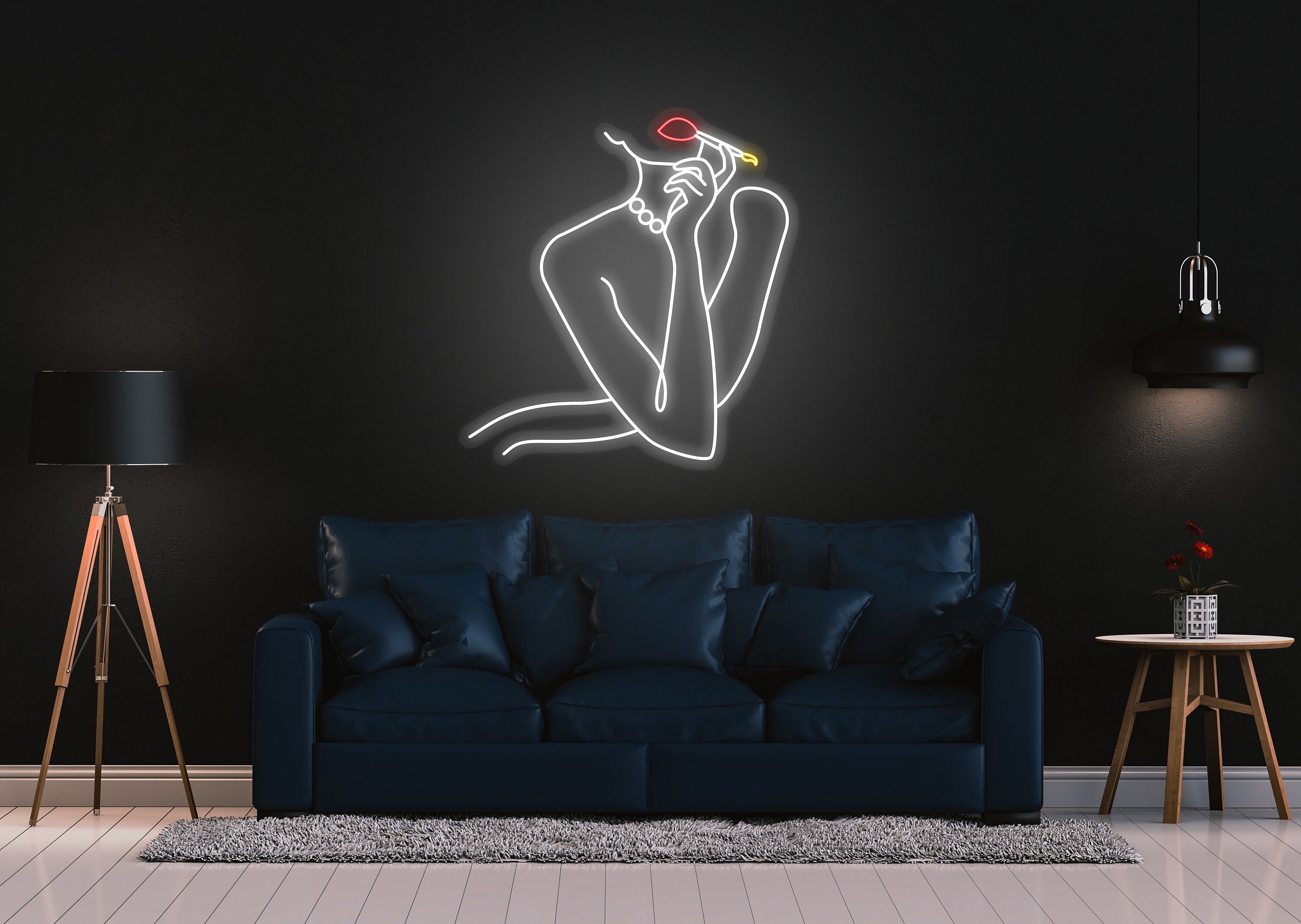 Woman Smoking Neon Sign Bedroom Decor
