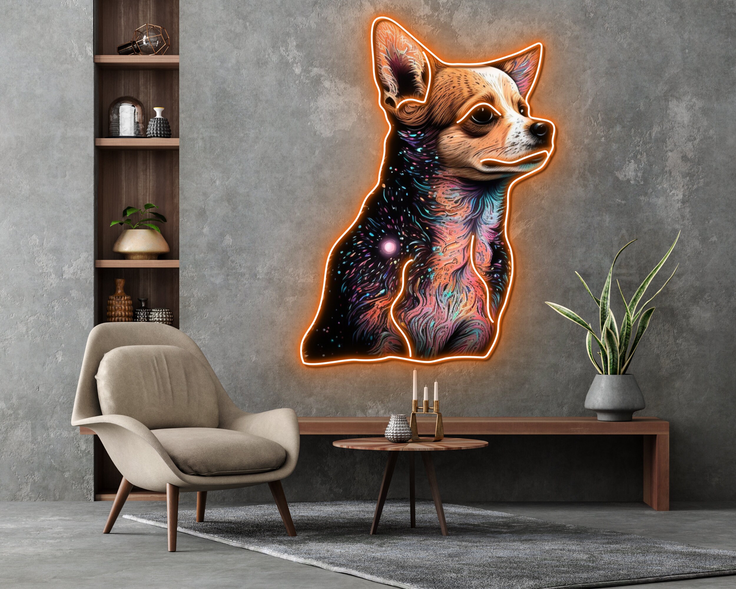Galaxy Colourful Art Chihuahua Dog Painting Pom Puppy Owners