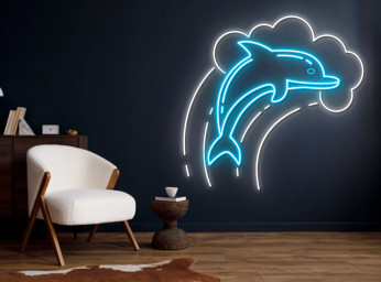 Dolphin Swimming Neon Sign