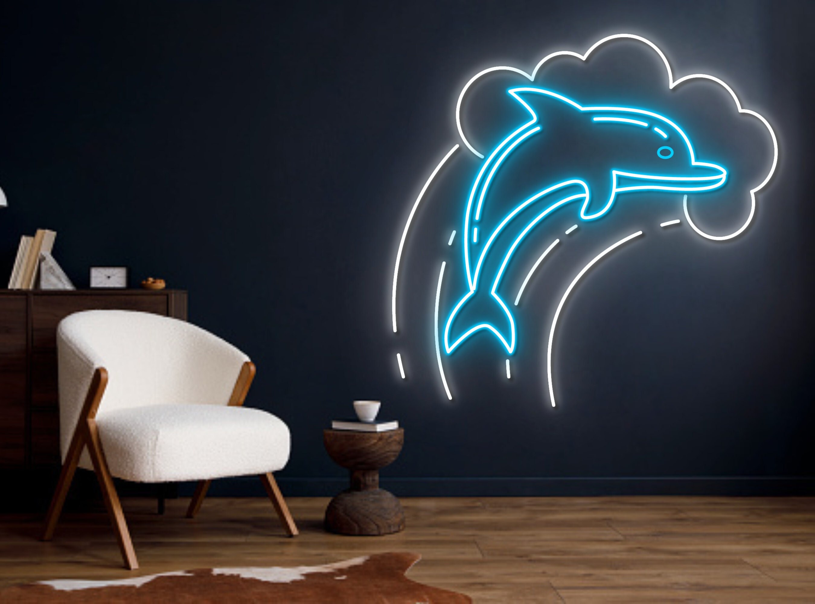 Dolphin Swimming Neon Sign