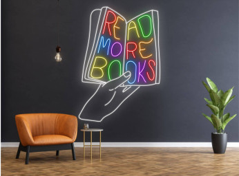 Read More Books Neon Sign Bookworm Library Wall Art Decor