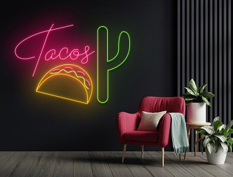 Taco Neon Sign Mexican Food Art