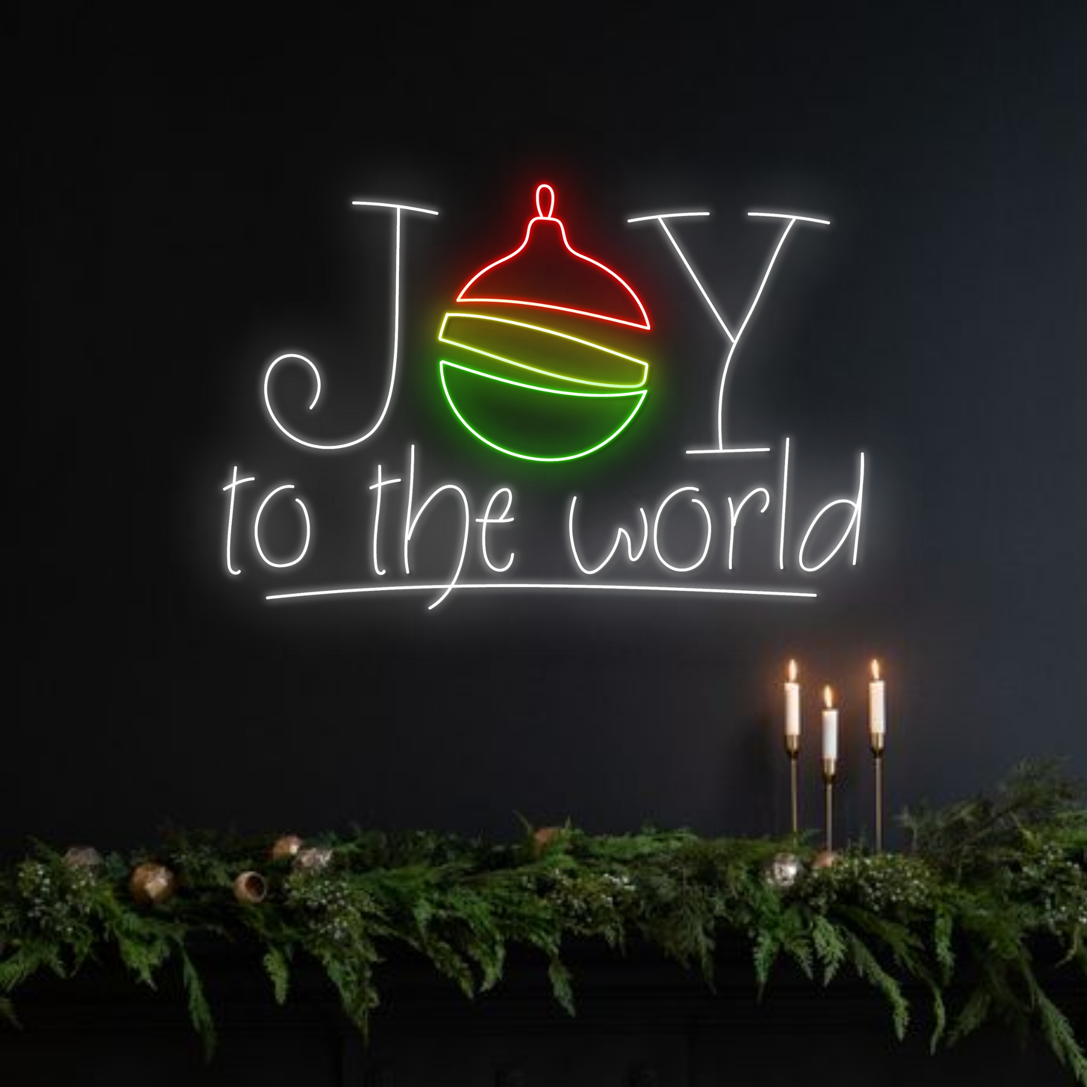 Joy To The World Bauble Neon Signs Christmas Decor
