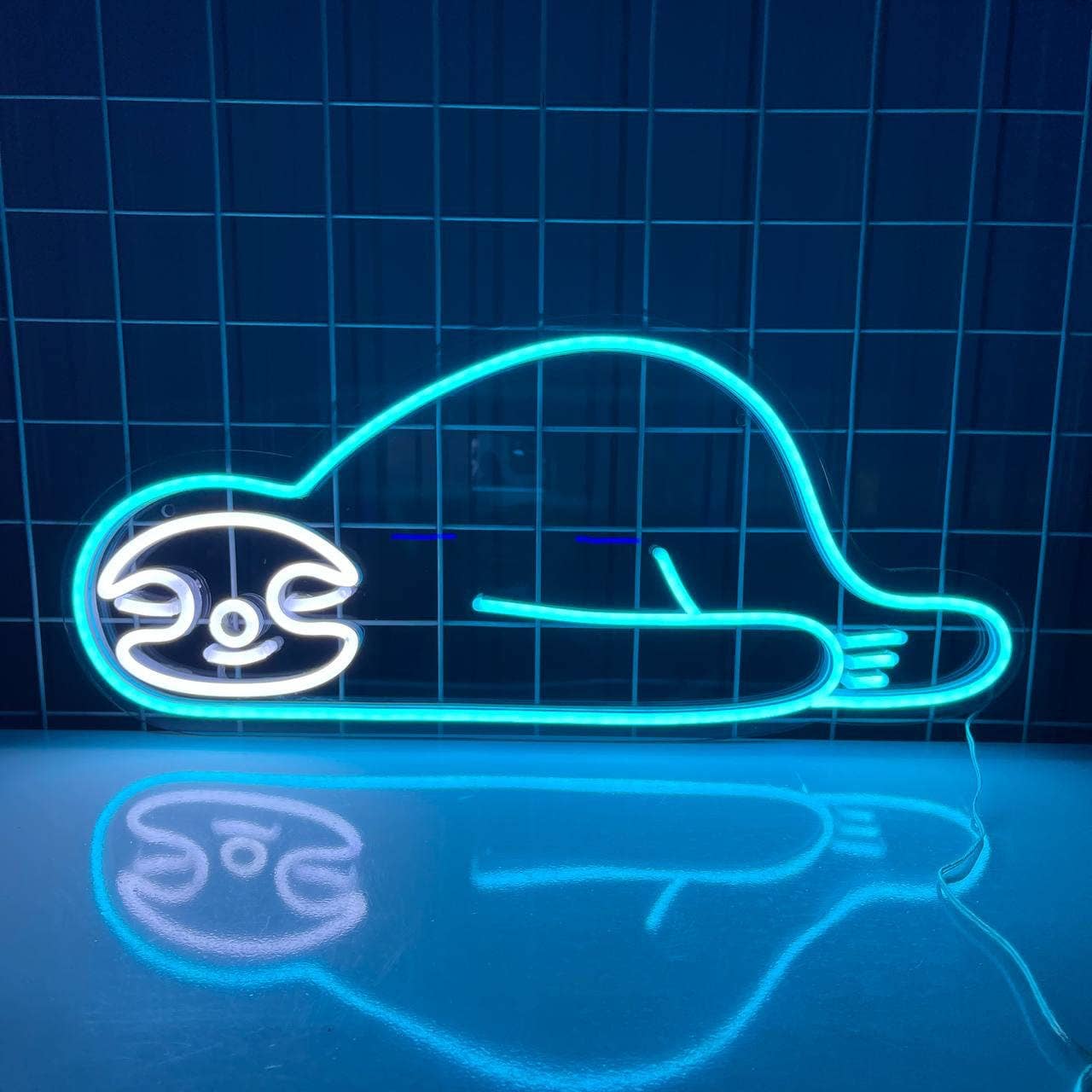 Lazy Sloth Lying Floor Neon Sign Animal Wall Decor