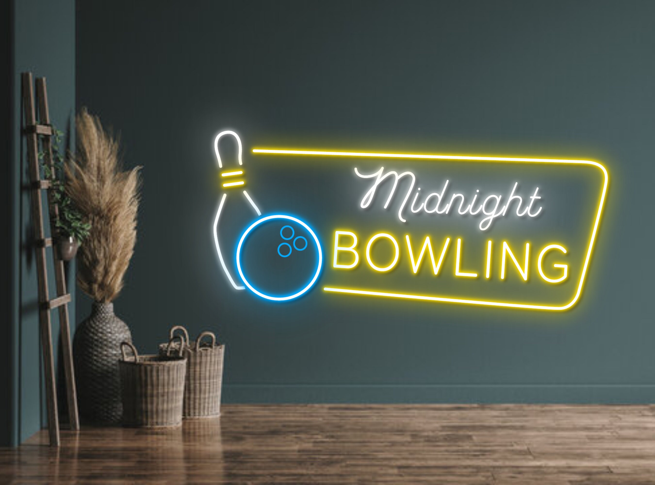 Midnight Bowling Ball Fire Neon Sign Sport Lover Gifts