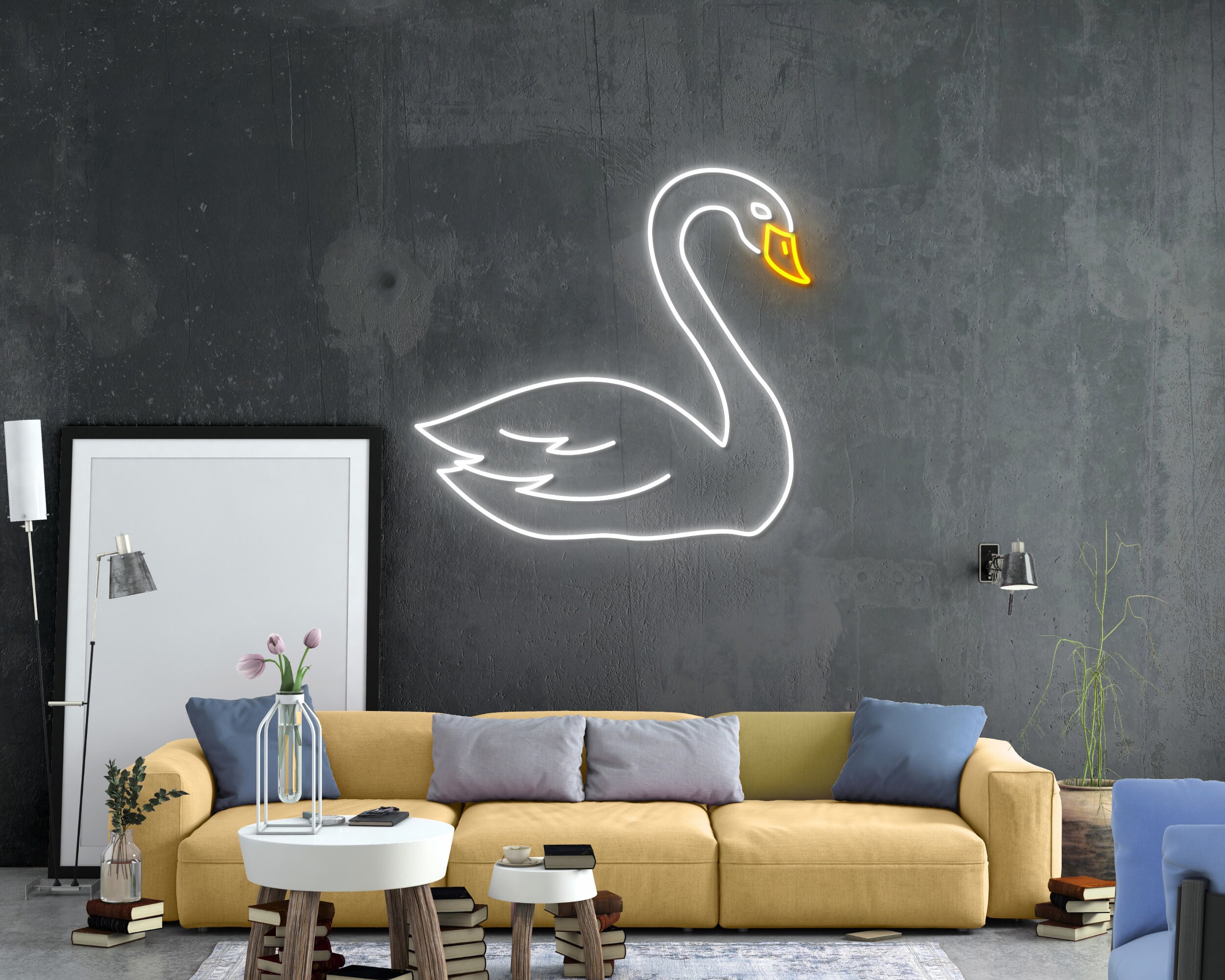 Swan Swimming Neon Sign