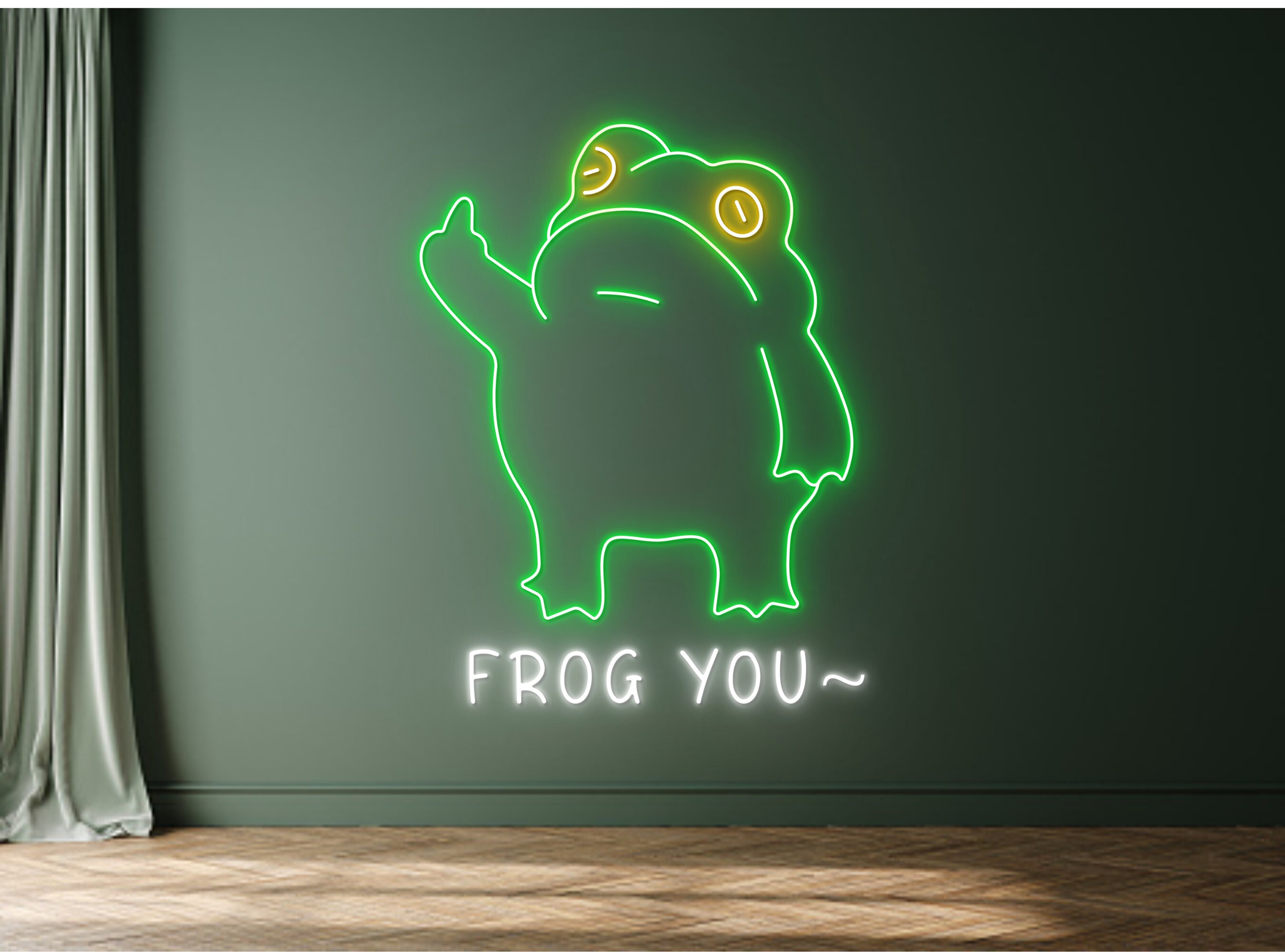 Frog You Cute Frog Show Middle Finger Neon Sign
