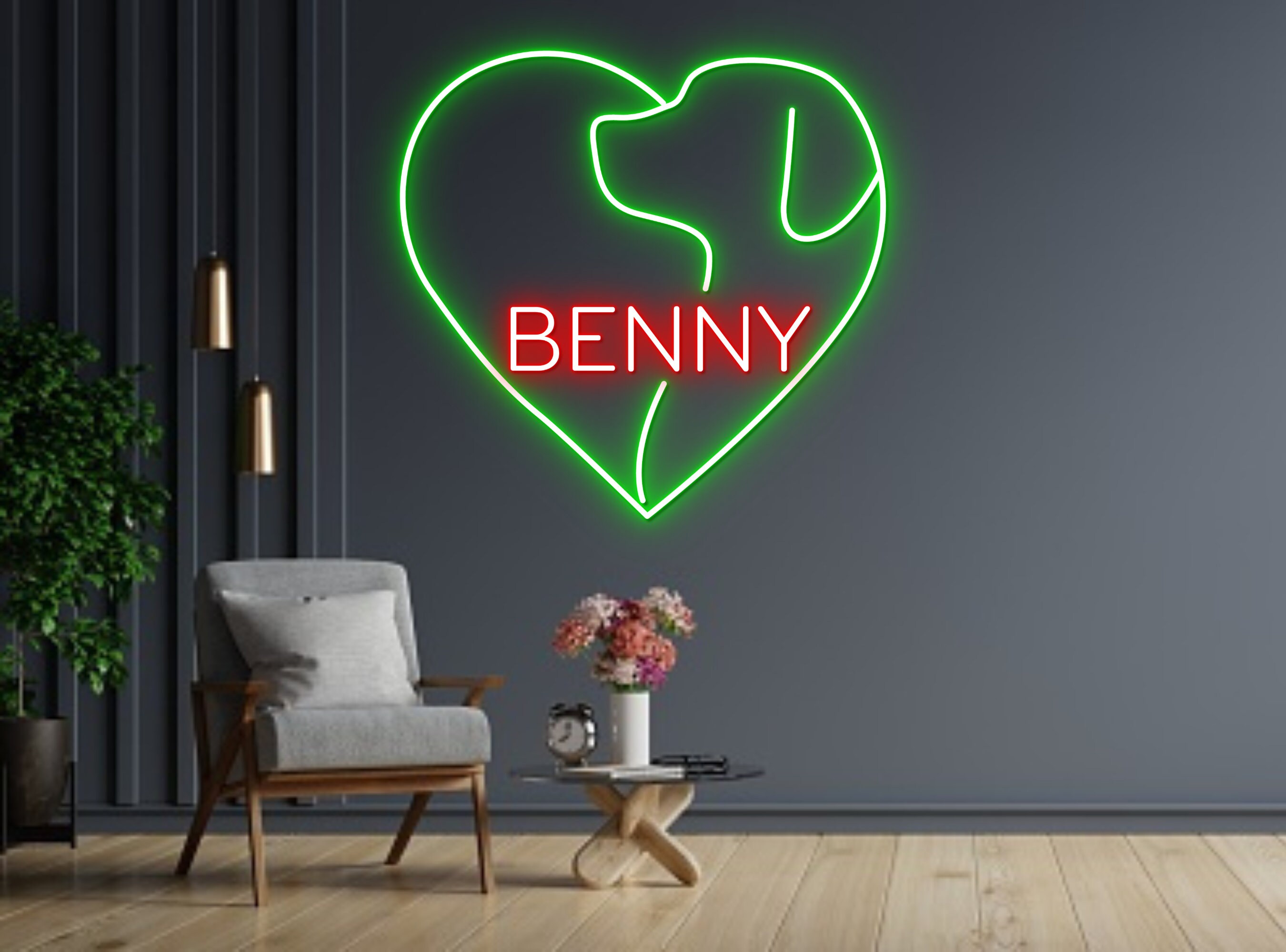 Custom Name Dog Love Neon Sign
