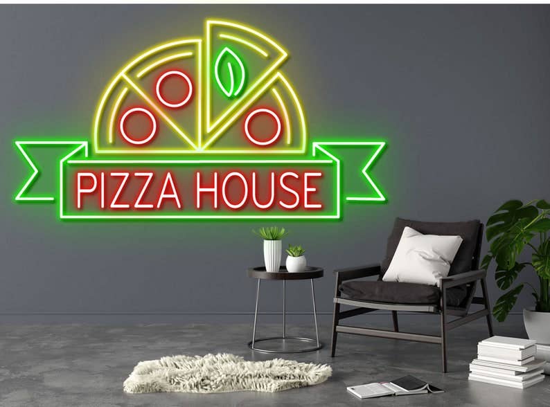 Pizza Slide Neon Sign Decor Pizza Restaurant