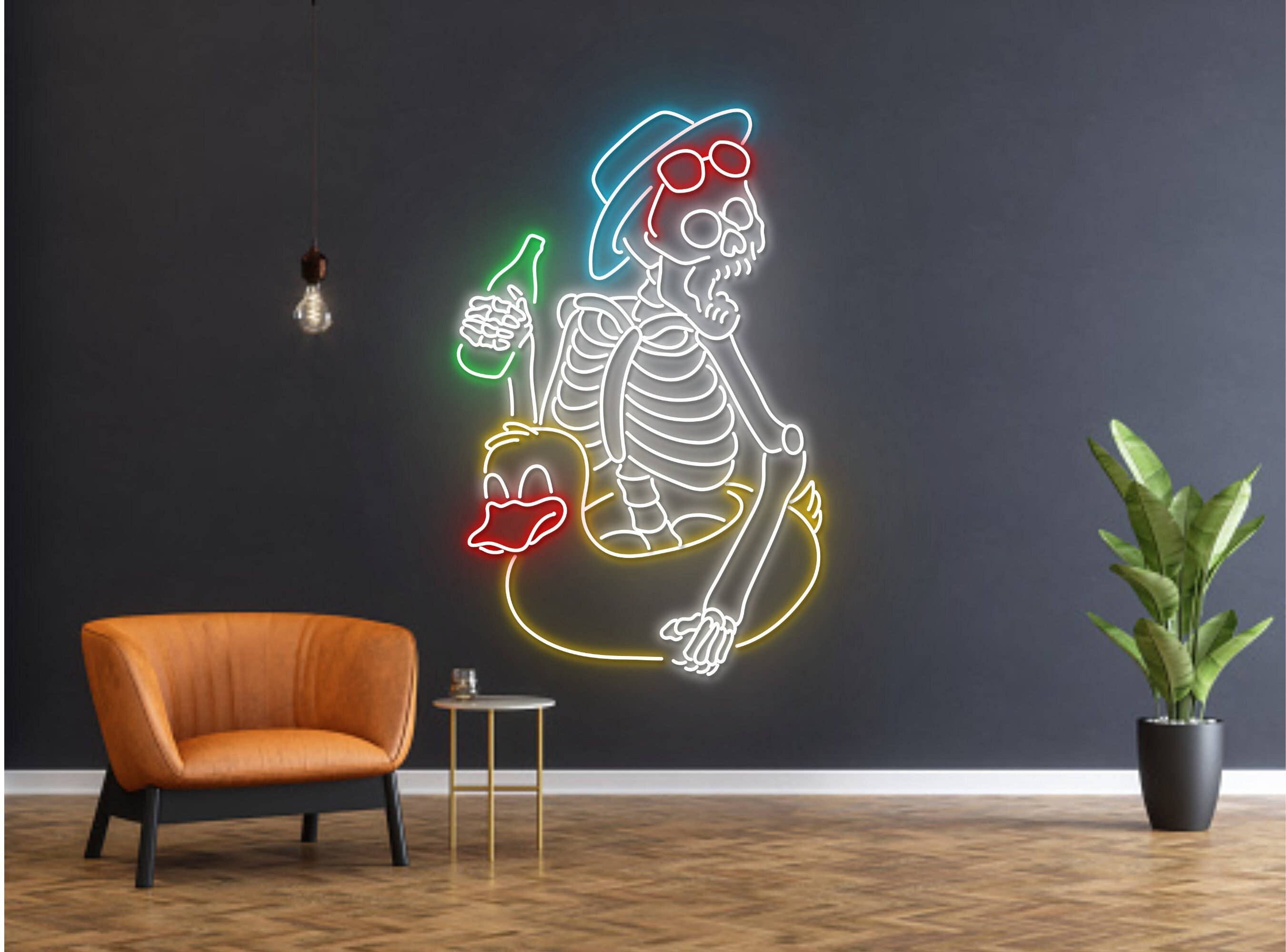Skull Drink Beer Neon Sign Halloween Party Decor