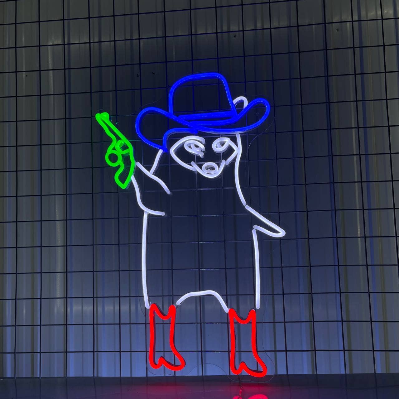 Raccoon Cowboy Hat With Gun Neon Sign
