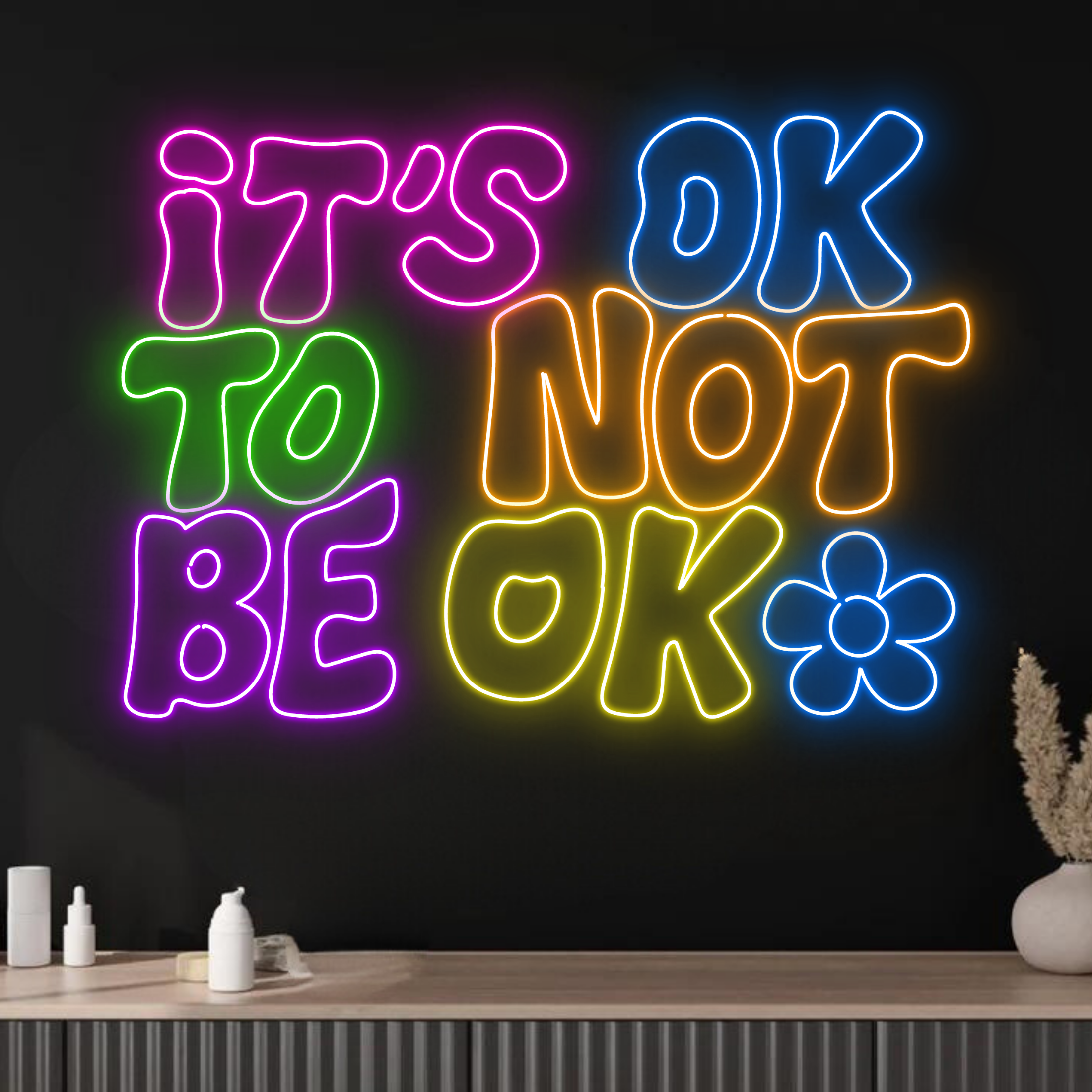 It's Ok To Not Be Ok Neon Sign Long-lasting Lights Decor